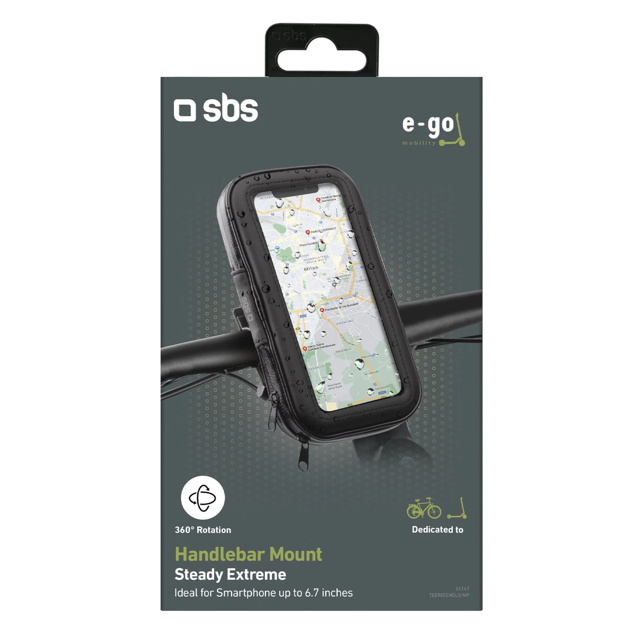 SBS Rain-resistant Phone Holder for Bicycles, Scooters or Baby Strollers. Black
