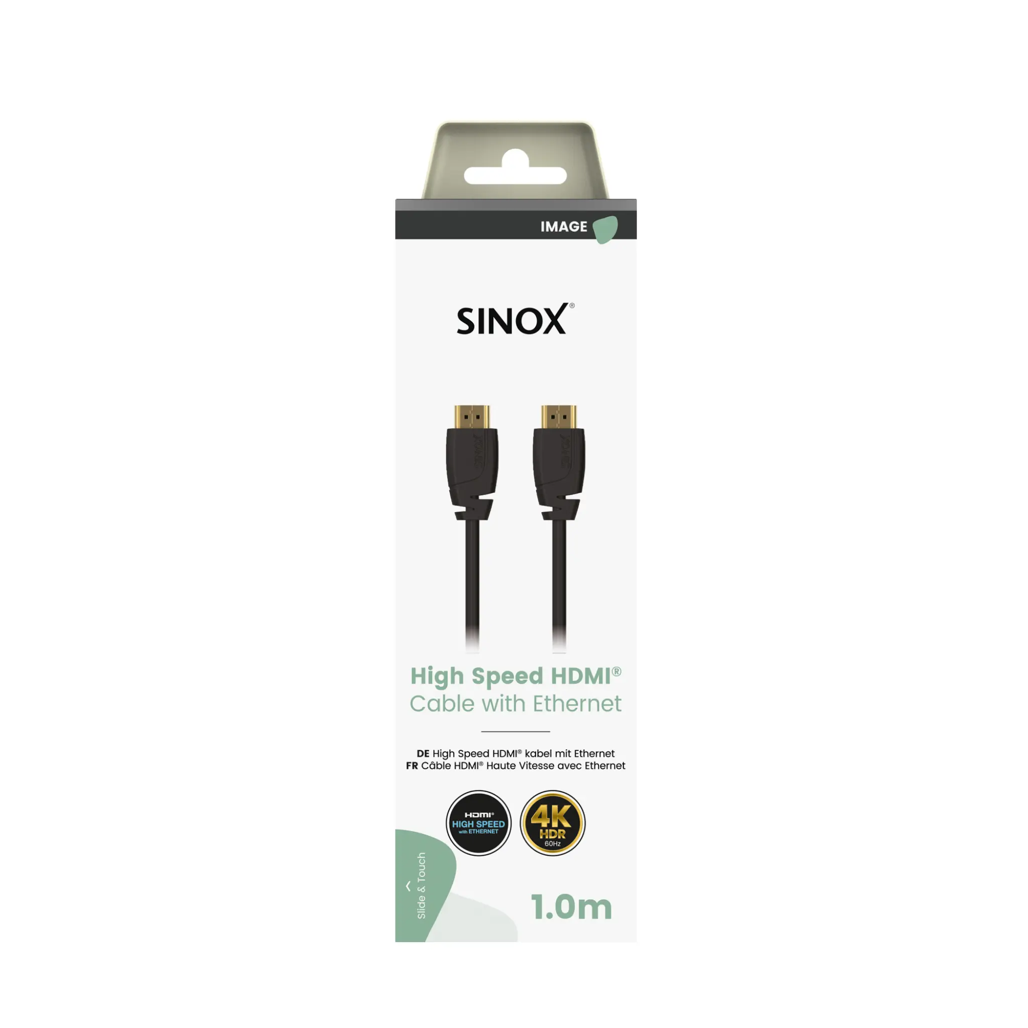 Sinox HDMI™-kabel 4K60Hz+E. 1m. Svart