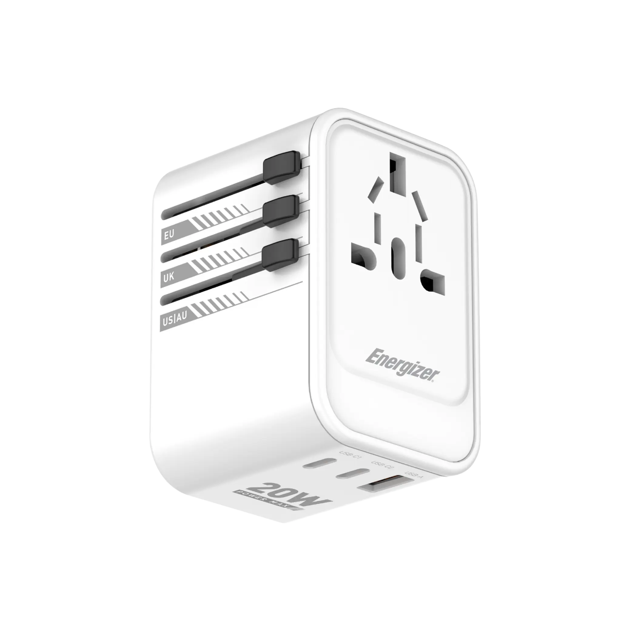 Energizer 20 W reiselader med dobbel USB-C og USB-A