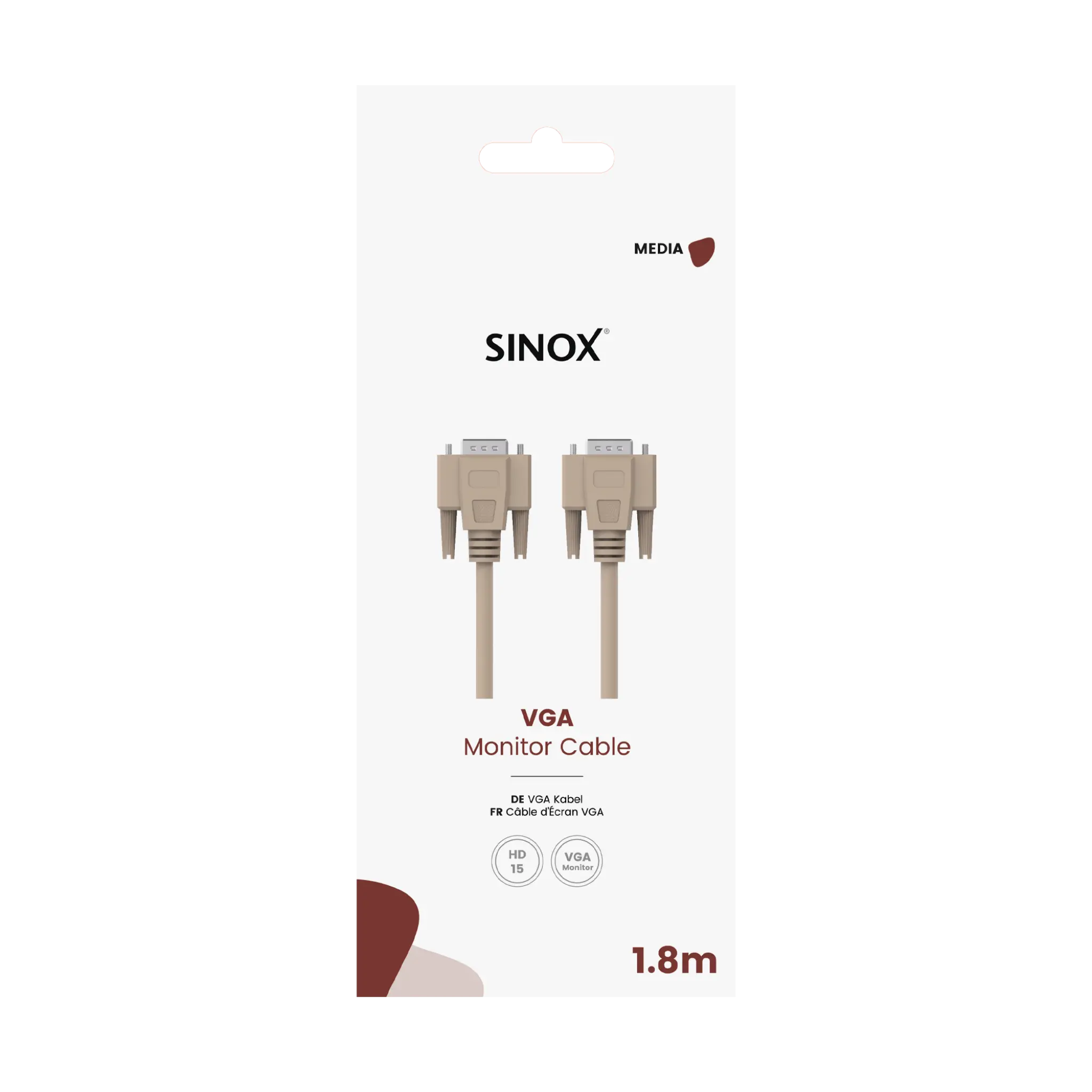 Sinox VGA-kabel. 1.8m. Grå