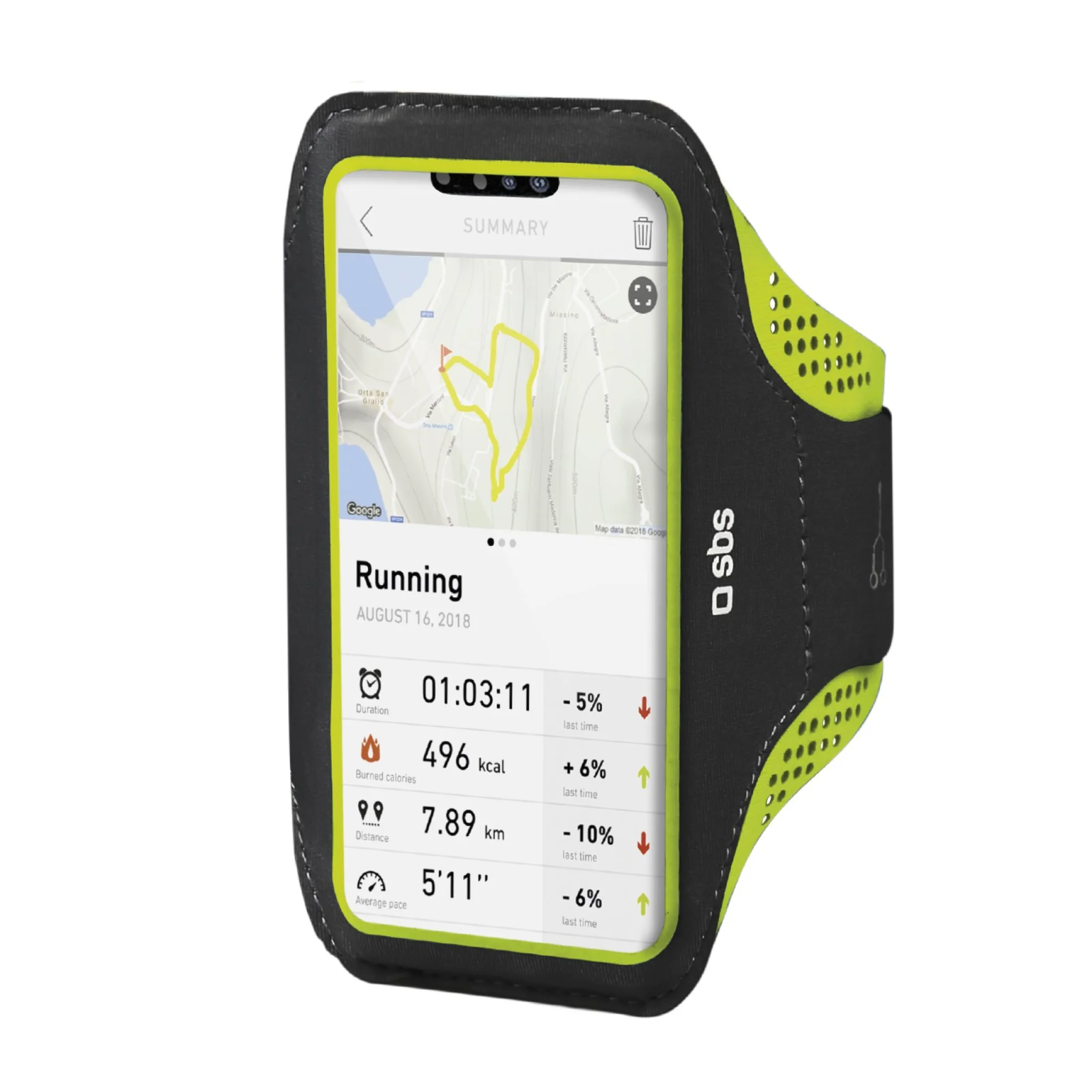 SBS XXXL Arm Phone Holder for Sports. Black/green