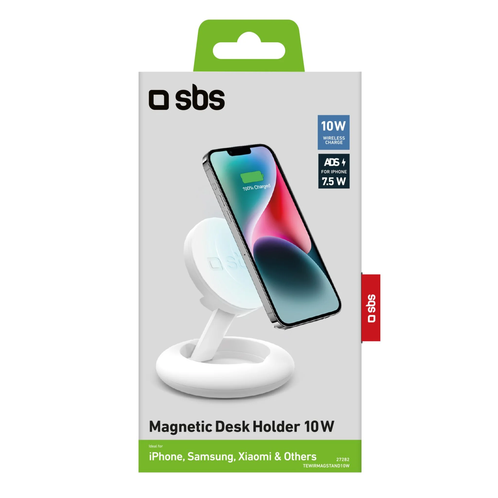 SBS Desktop Stand with Wireless Charger. White