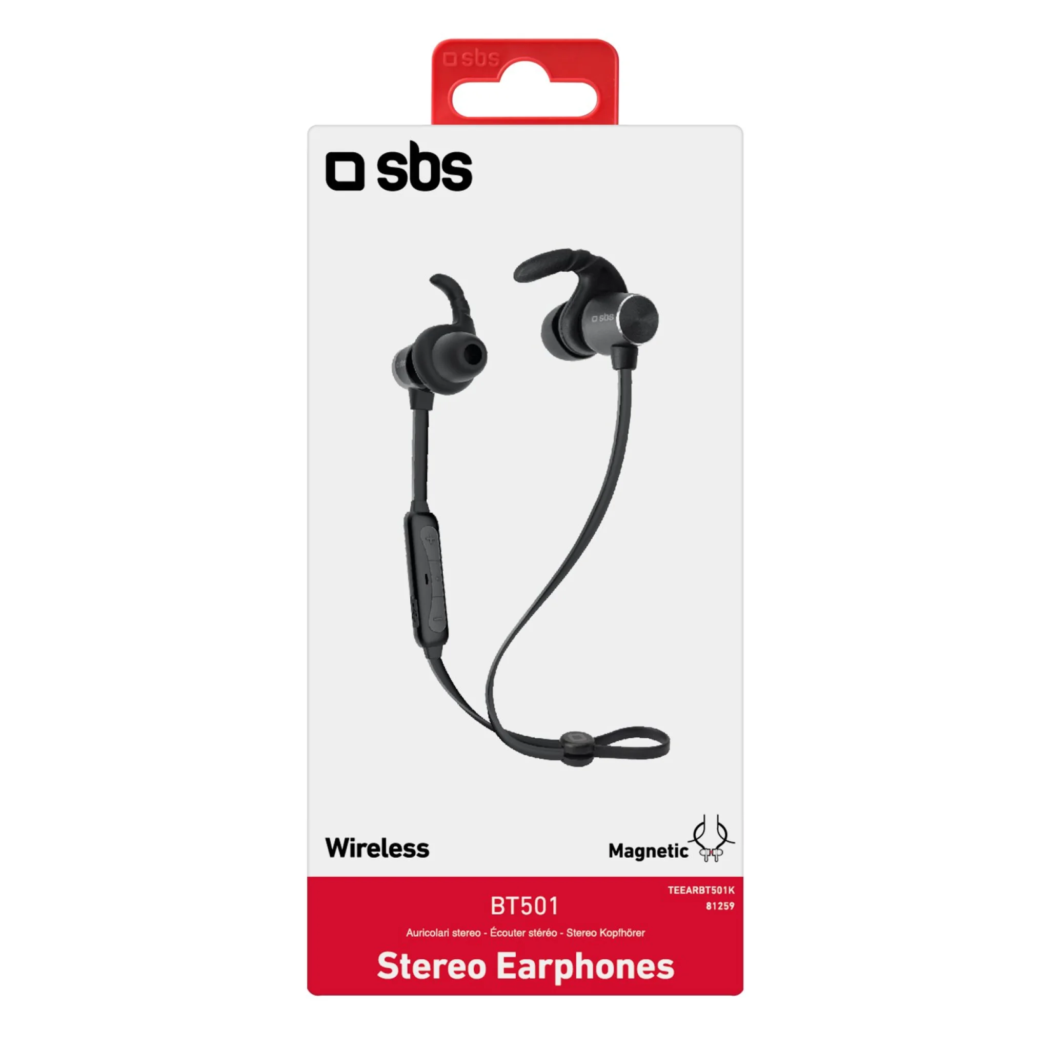 SBS Wireless Magnetic Multipoint Earphones. Black