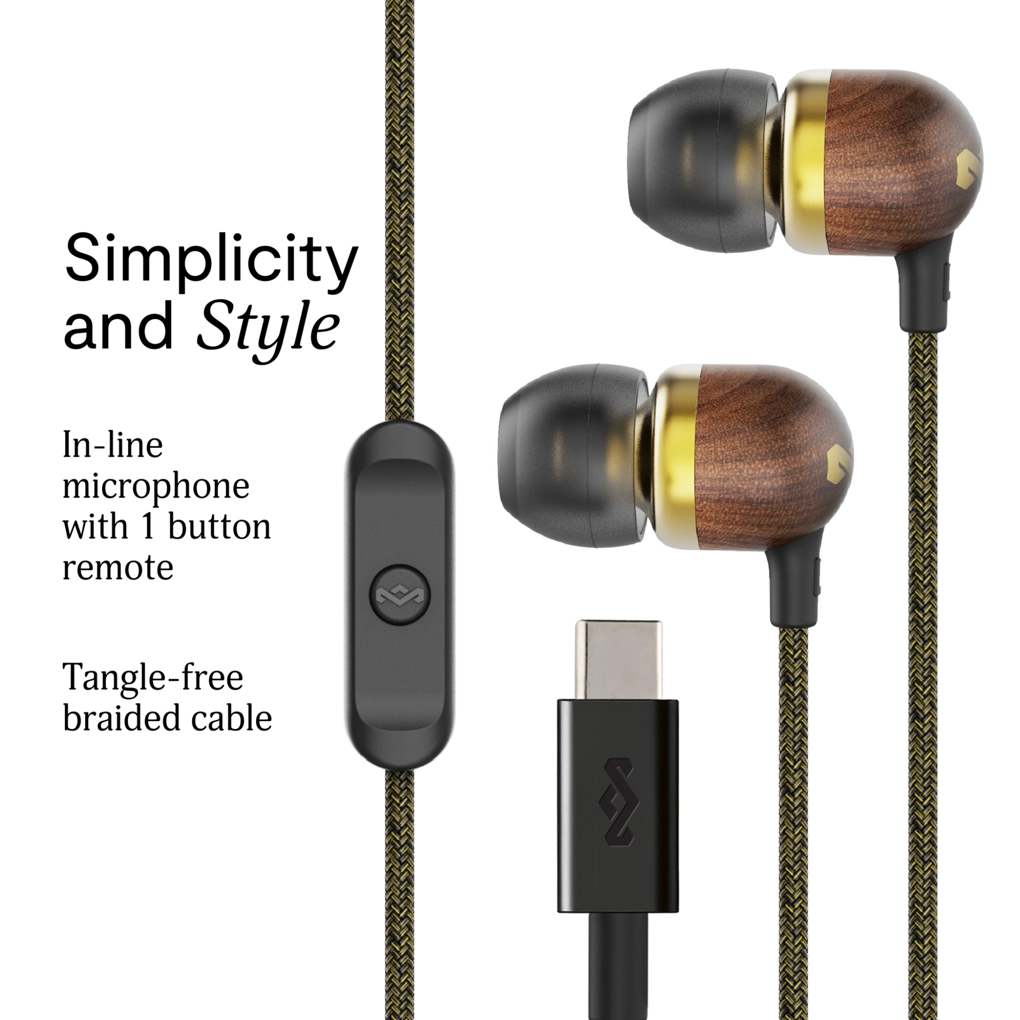 Marley Smile Jamaica USB-C-ørepropper. Messing