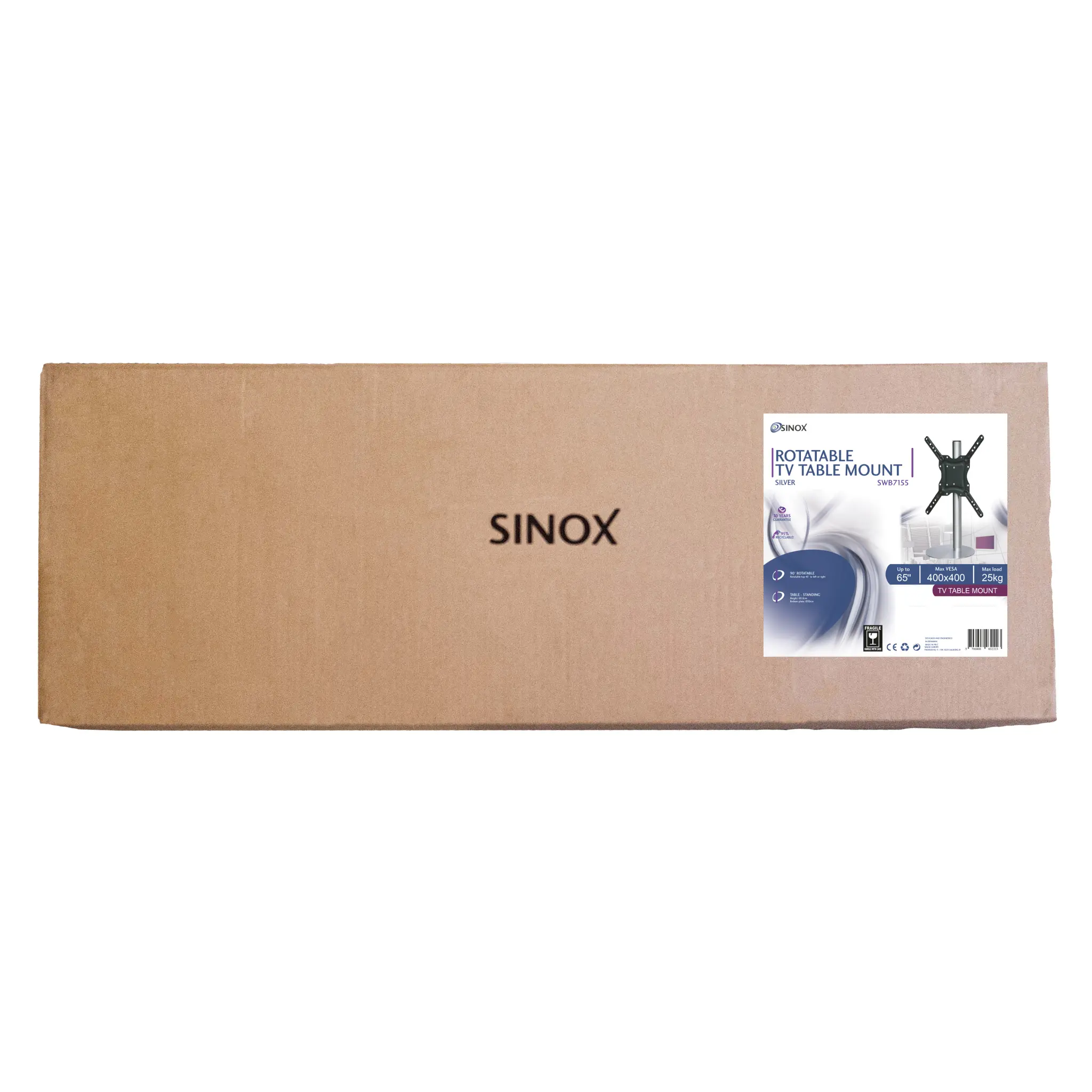 Sinox StandView TV Desk Mount with rotatable top. 26"-55". Alu finish
