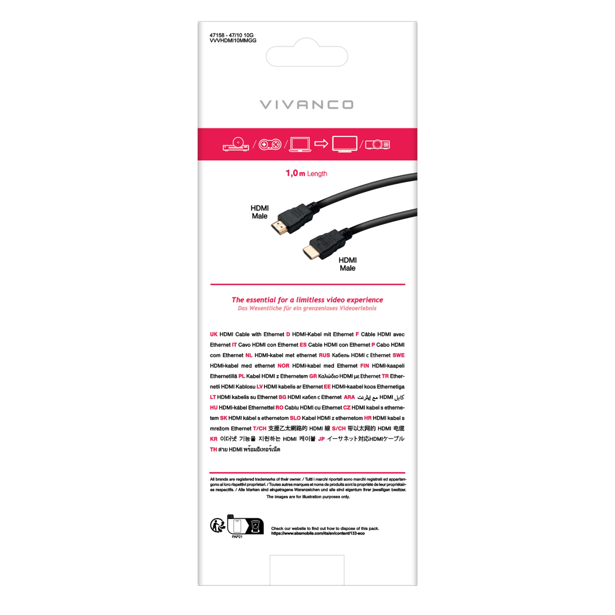 Vivanco HDMI Type A-kabel for 3D og 4K Ultra HD