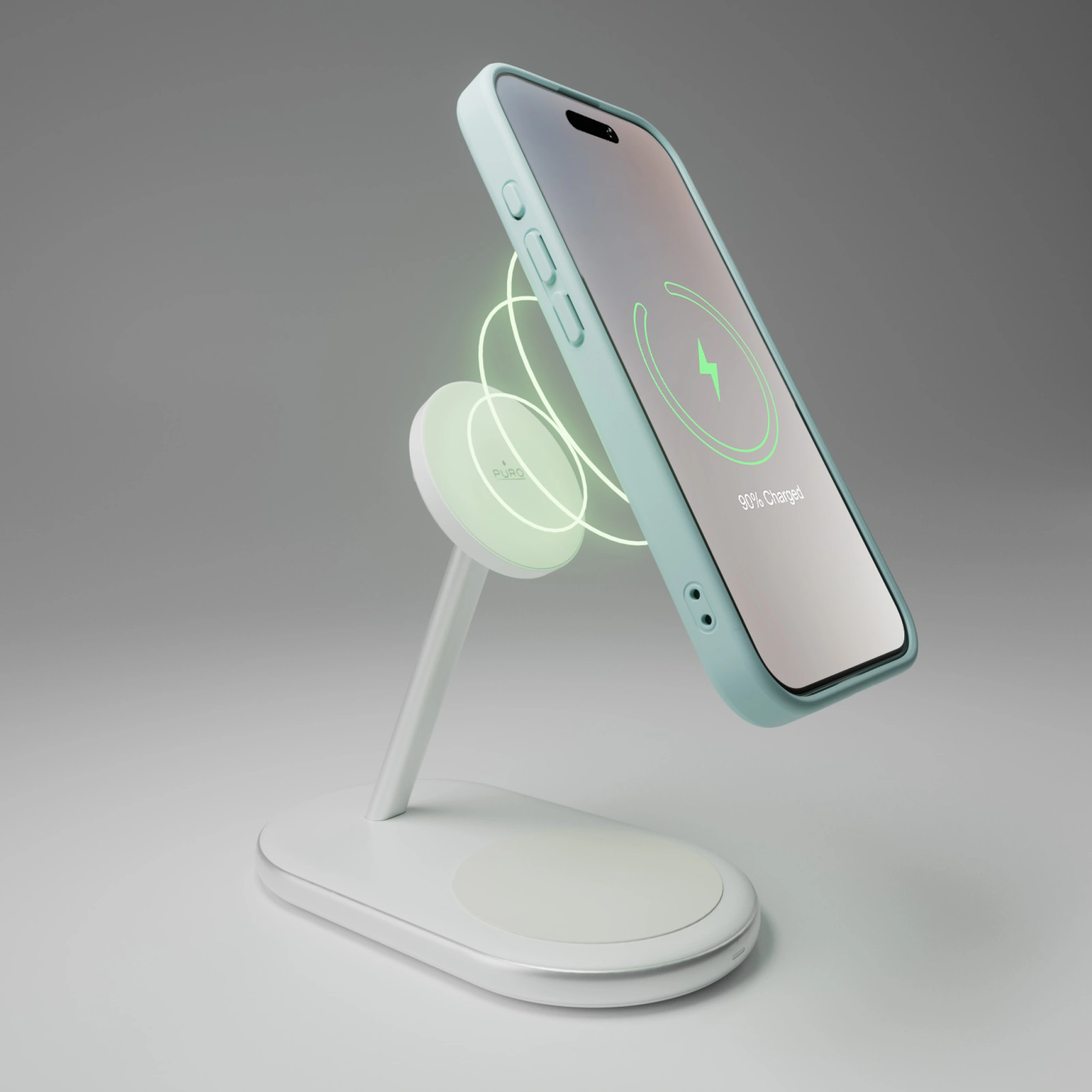 PURO 2-i-1 ladestasjon med Qi2-teknologi