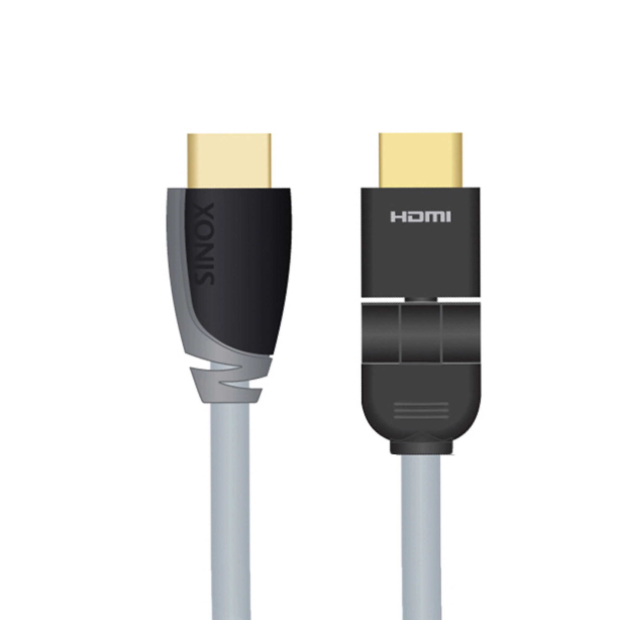 Sinox HDMI™-kabel m/Ethernet. 1m. Grå/svart