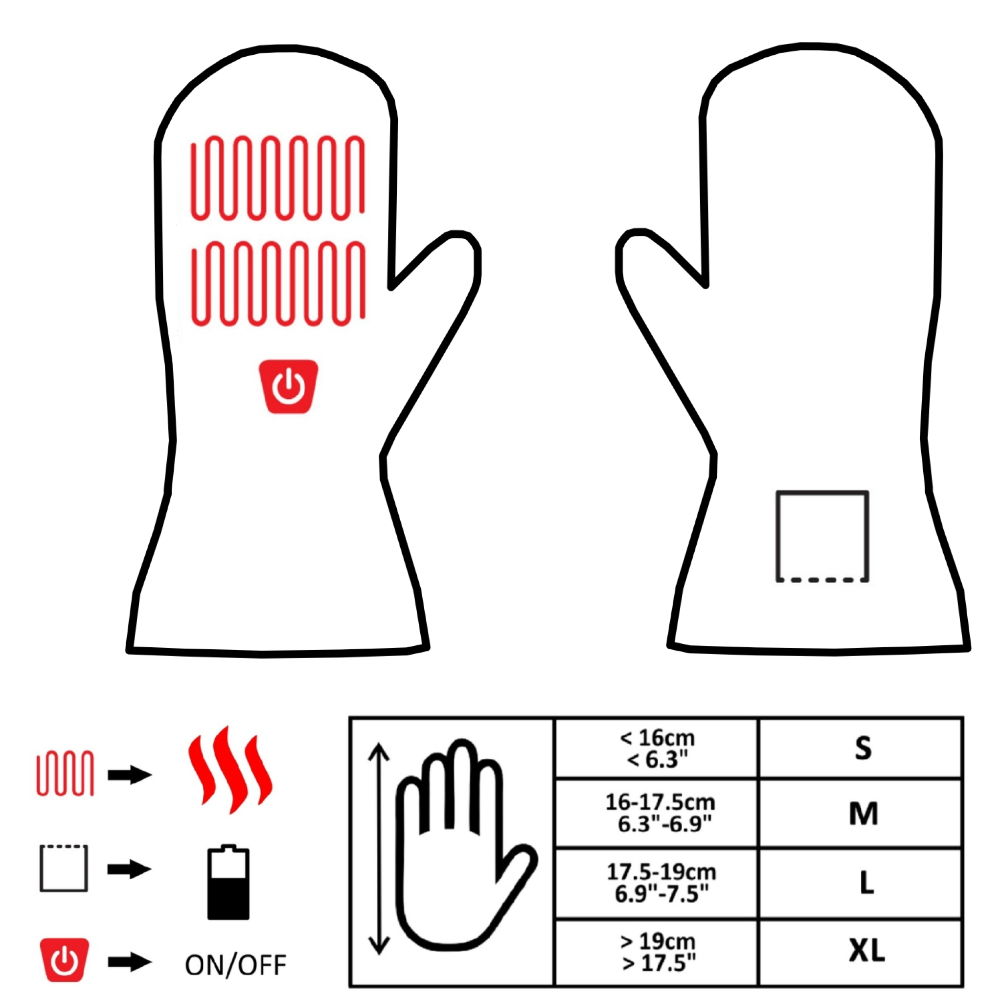 Glovii Heated Mittens M. Black Glovii Heated Mittens M. Black