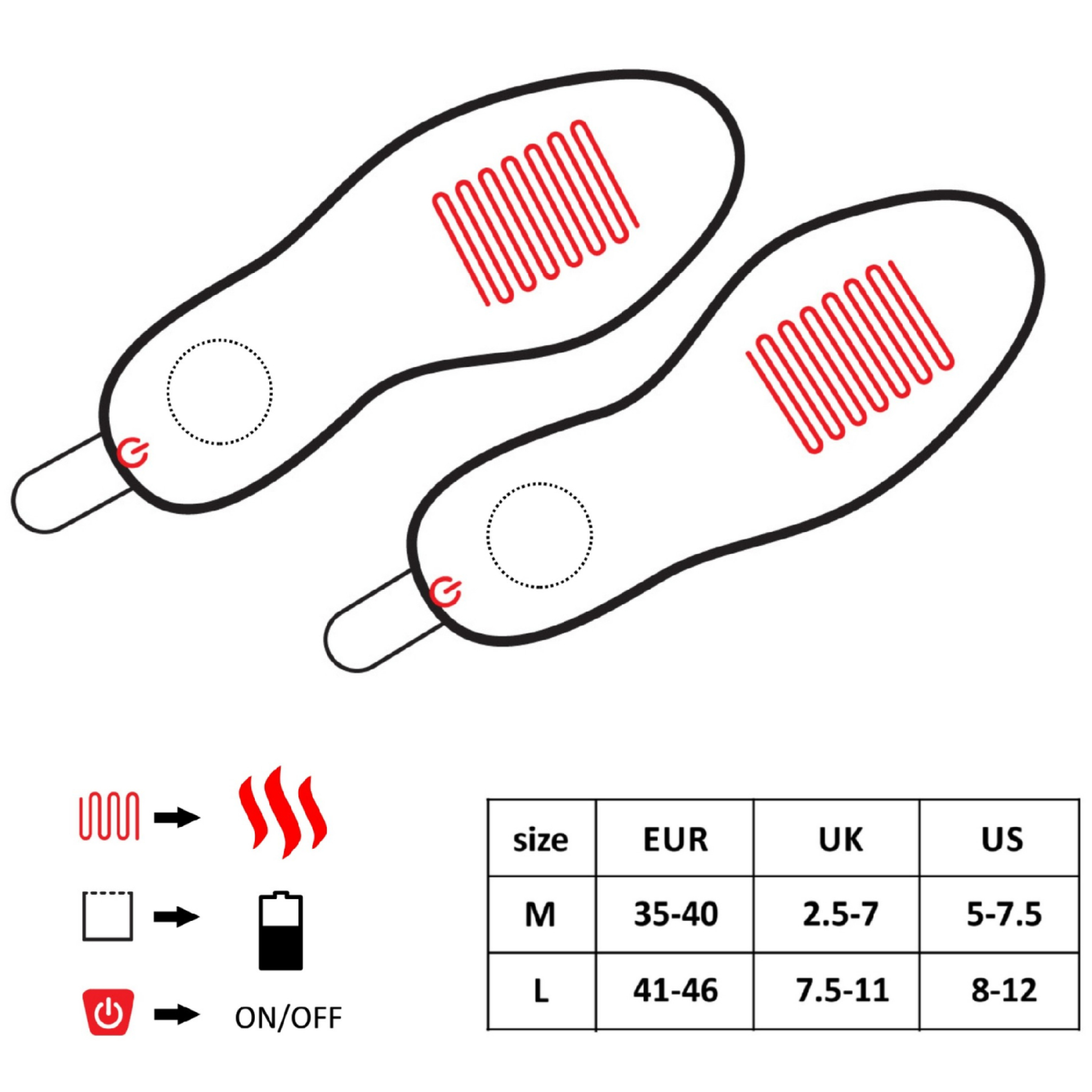 Glovii Heated Insoles with Remote L Glovii Heated Insoles with Remote L