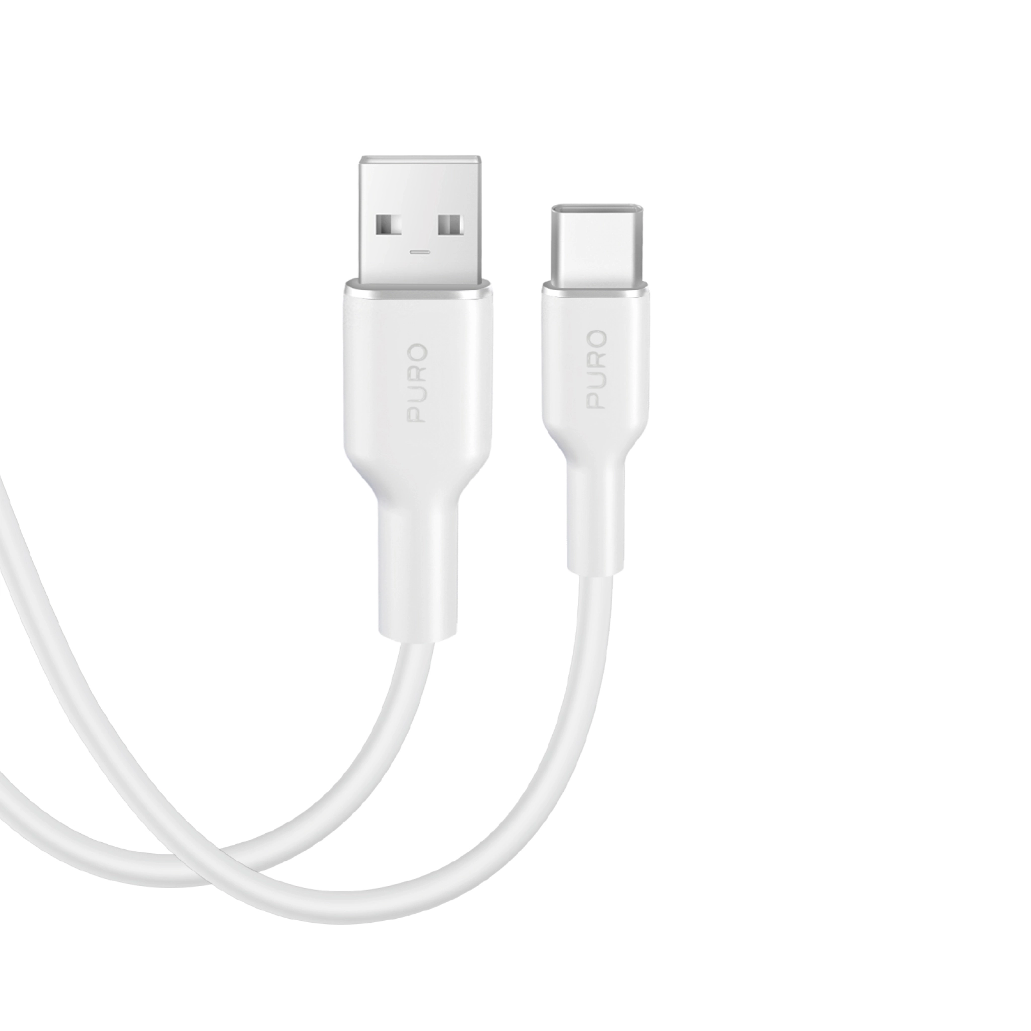 PURO Lade- og synkroniseringskabel SOFT fra USB-A til USB-C 1,5 m