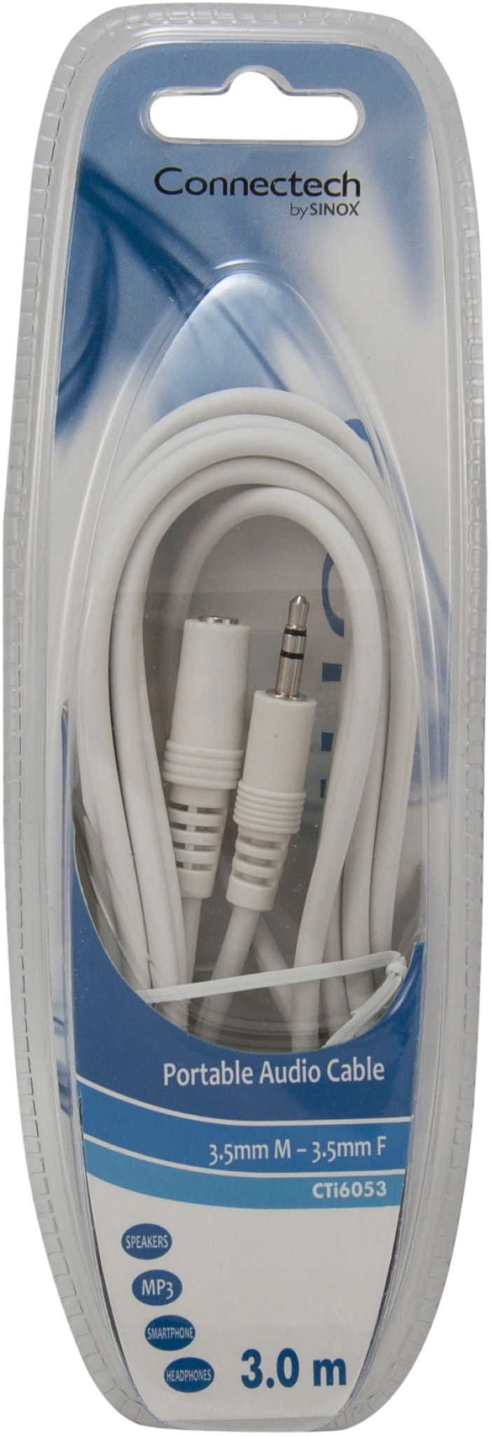 Connectech 3.5mm Mini Jack extension Cable. 3m. White