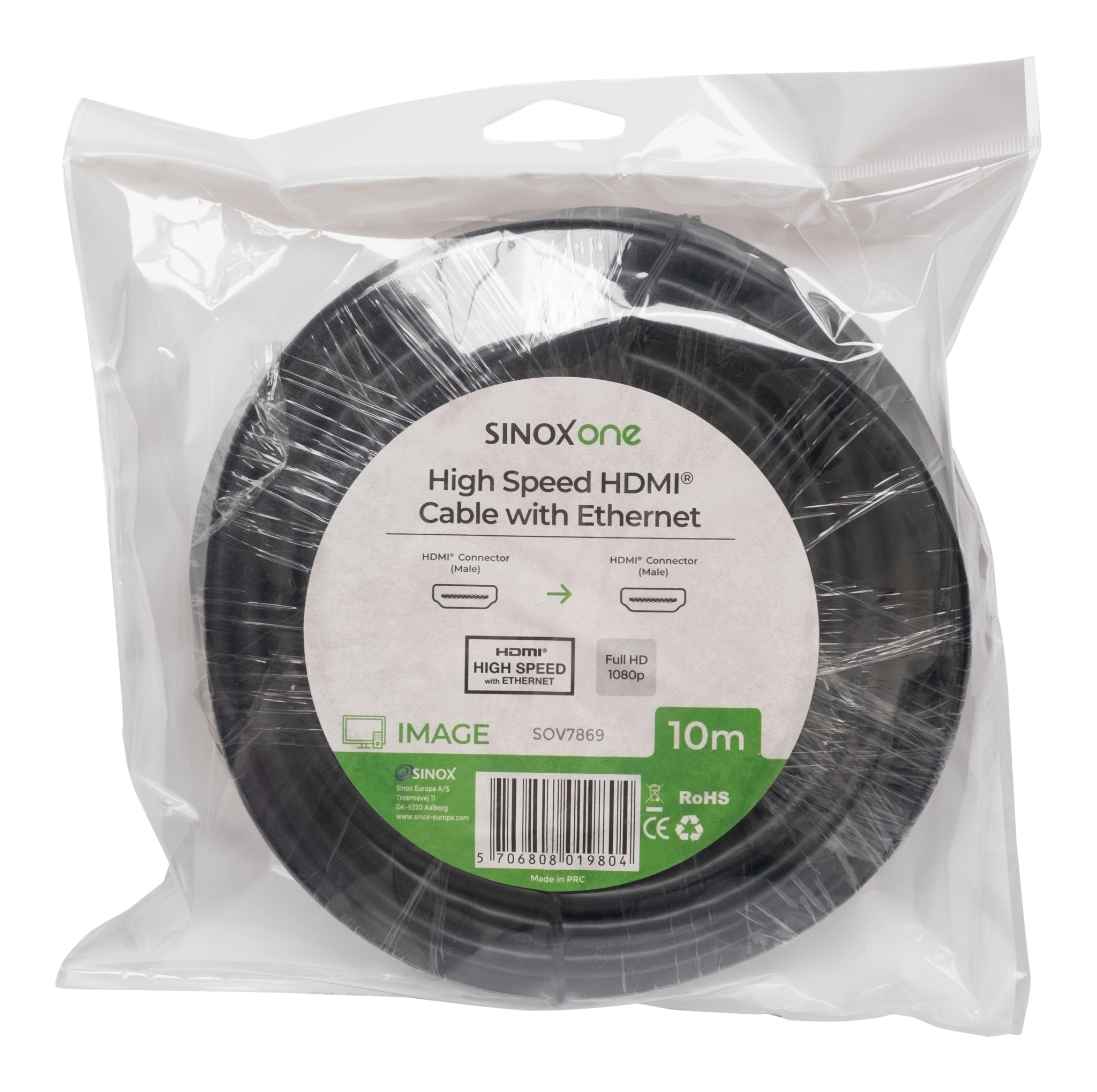 Sinox One HDMI™-kabel 4K30Hz+E. 10m. Svart