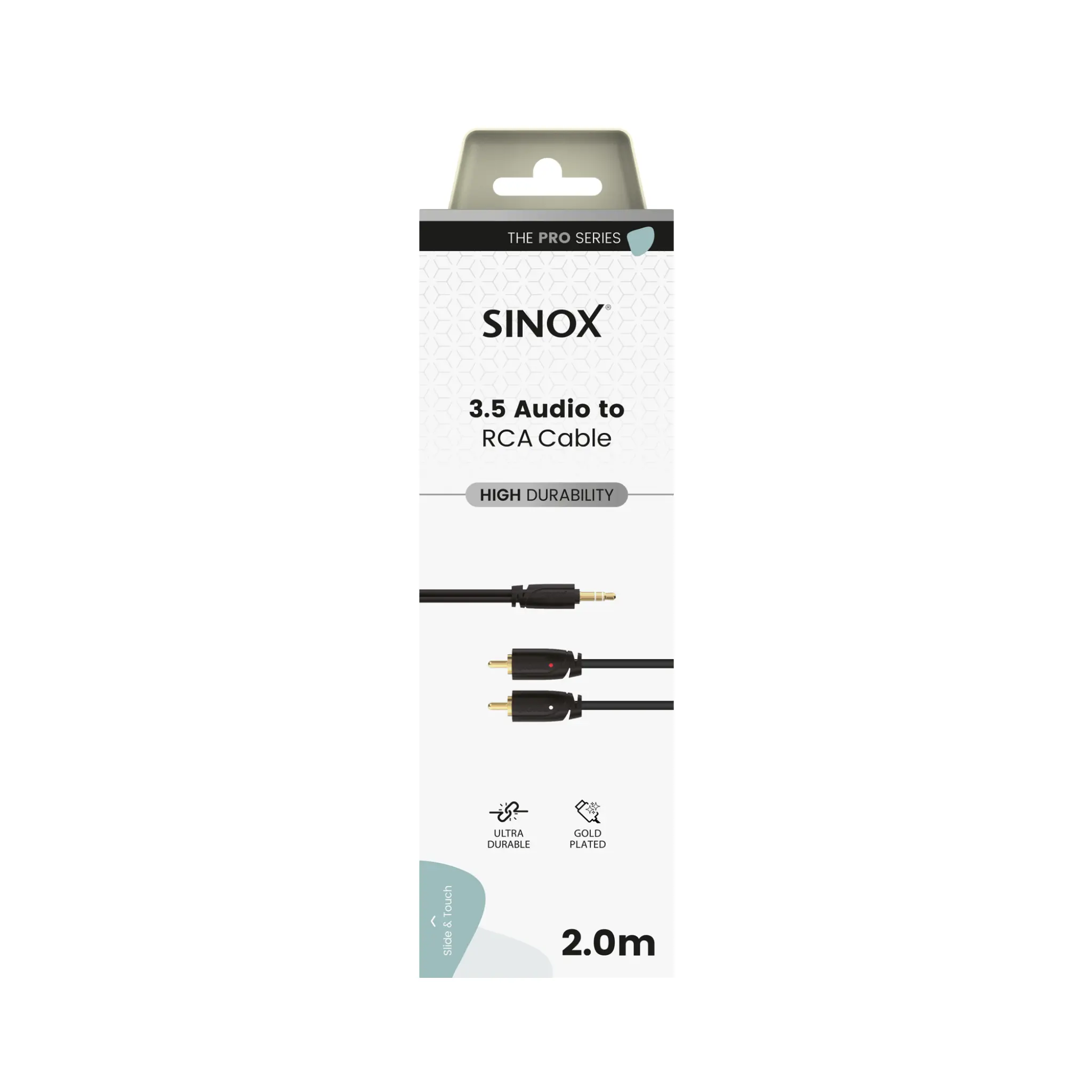 Sinox PRO Mini-jack til Phono-kabel. 2m. Svart