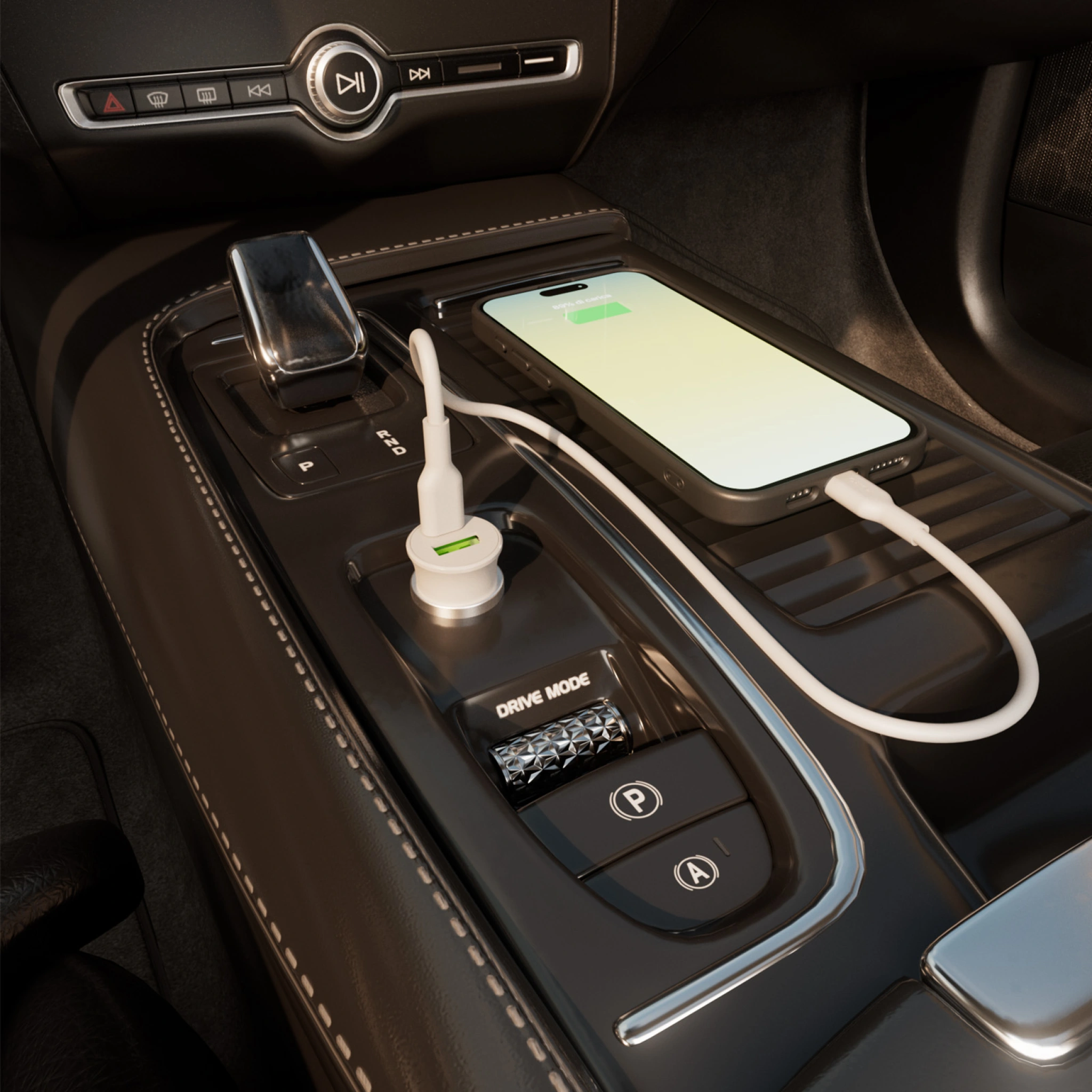 PURO Pro Lite billader med 1 USB-A-port og 1 USB-C-port. Hvit