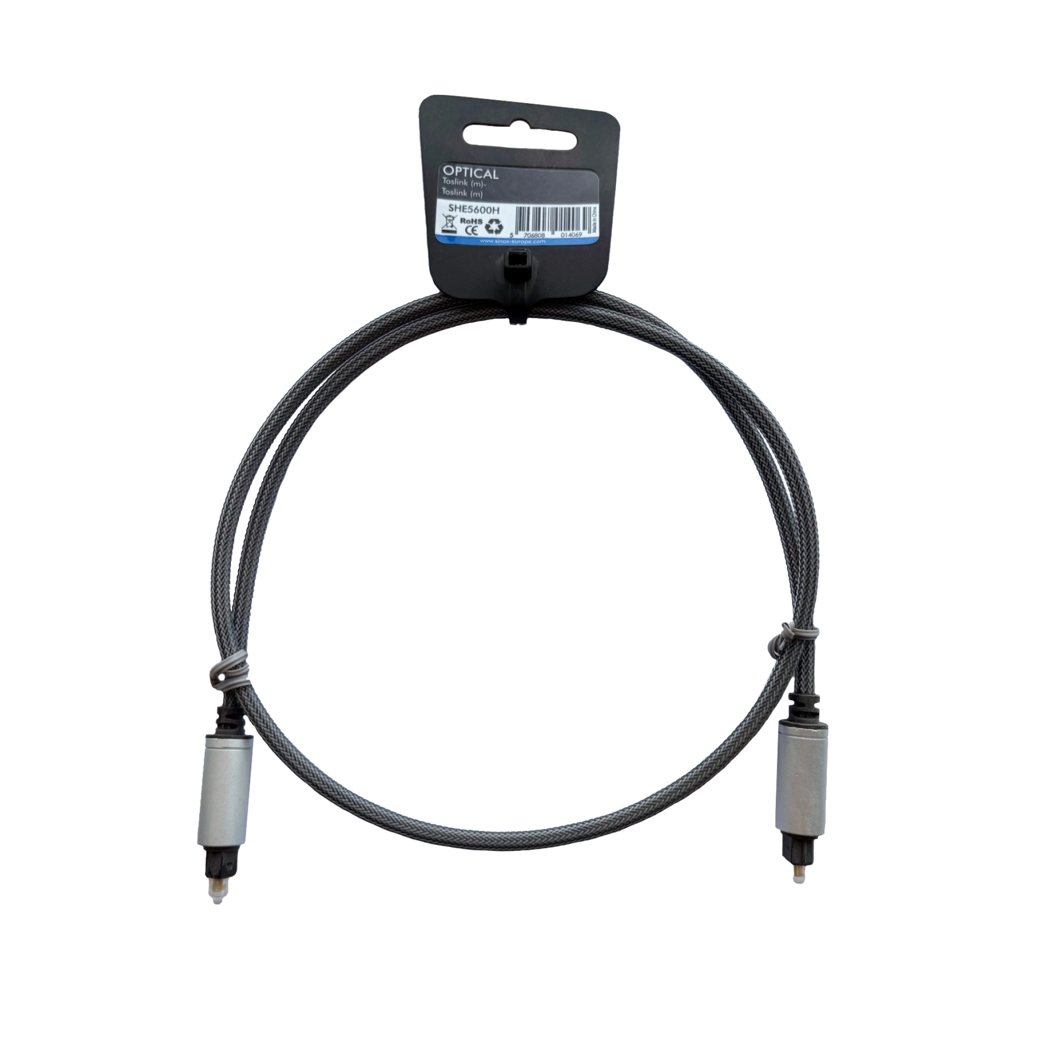 Sinox optisk kabel. 0.75m. Svart