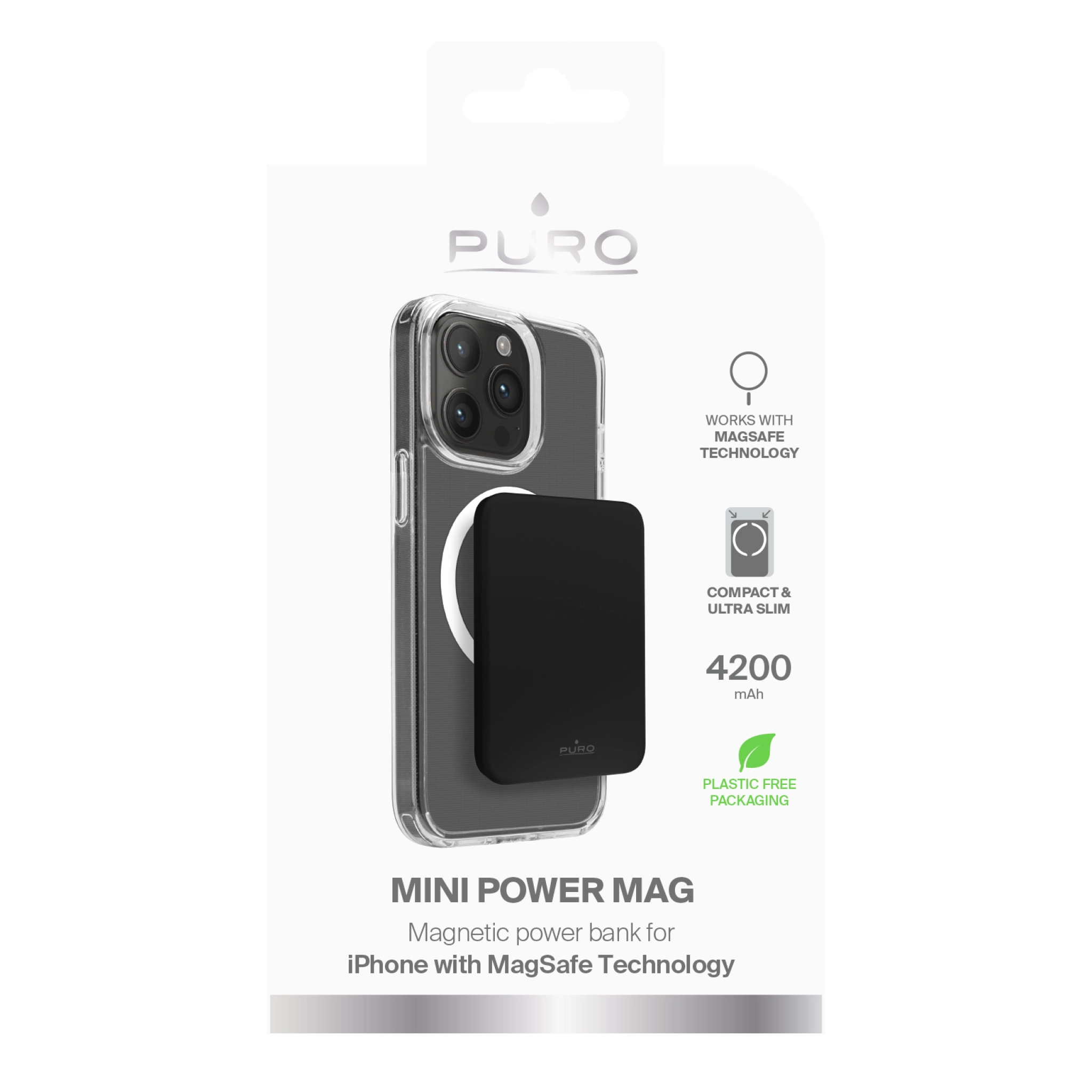 PURO Power Bank Wireless "Mini Power Mag" 4200 mAh for iPhone