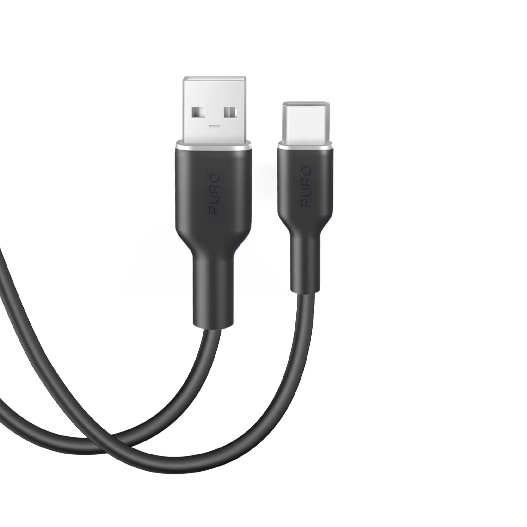 PURO Lade- og synkroniseringskabel SOFT fra USB-A til USB-C 1,5 m