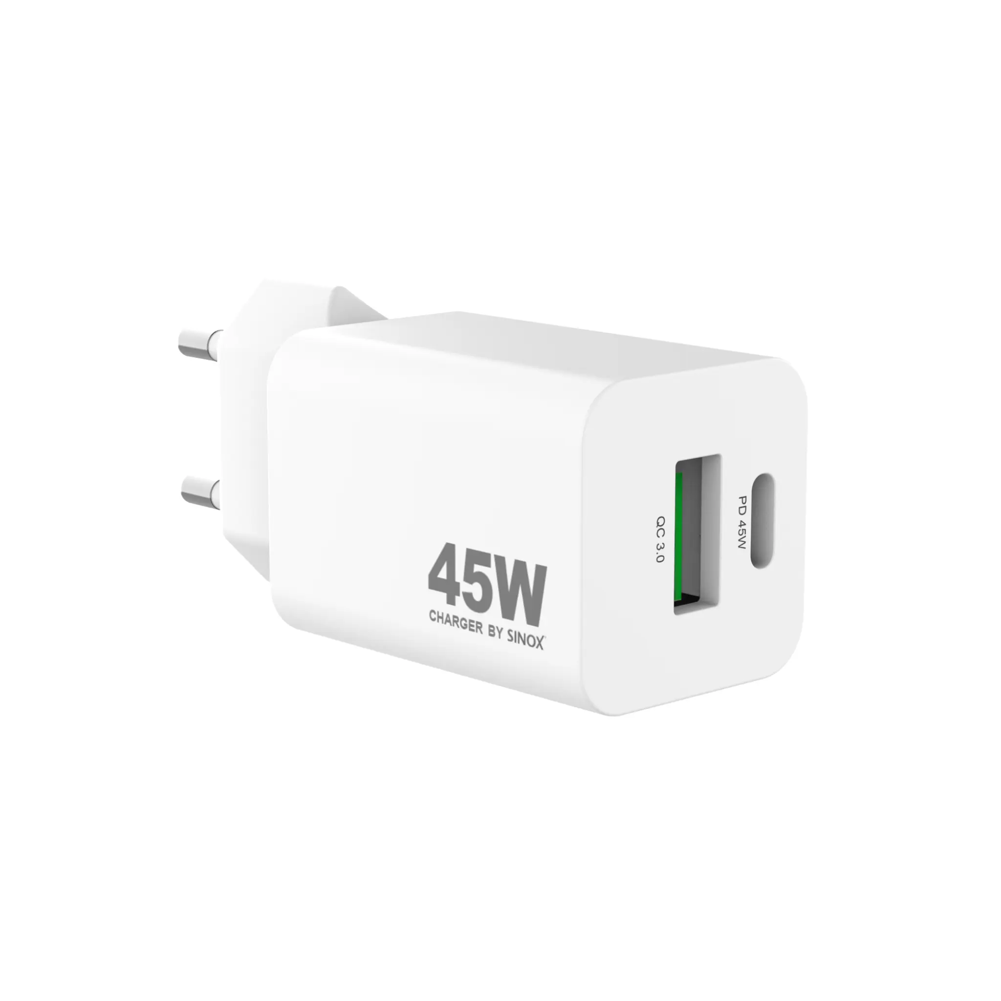 Sinox PRO vegglader USB-A+USB-C PD 45W. Hvit