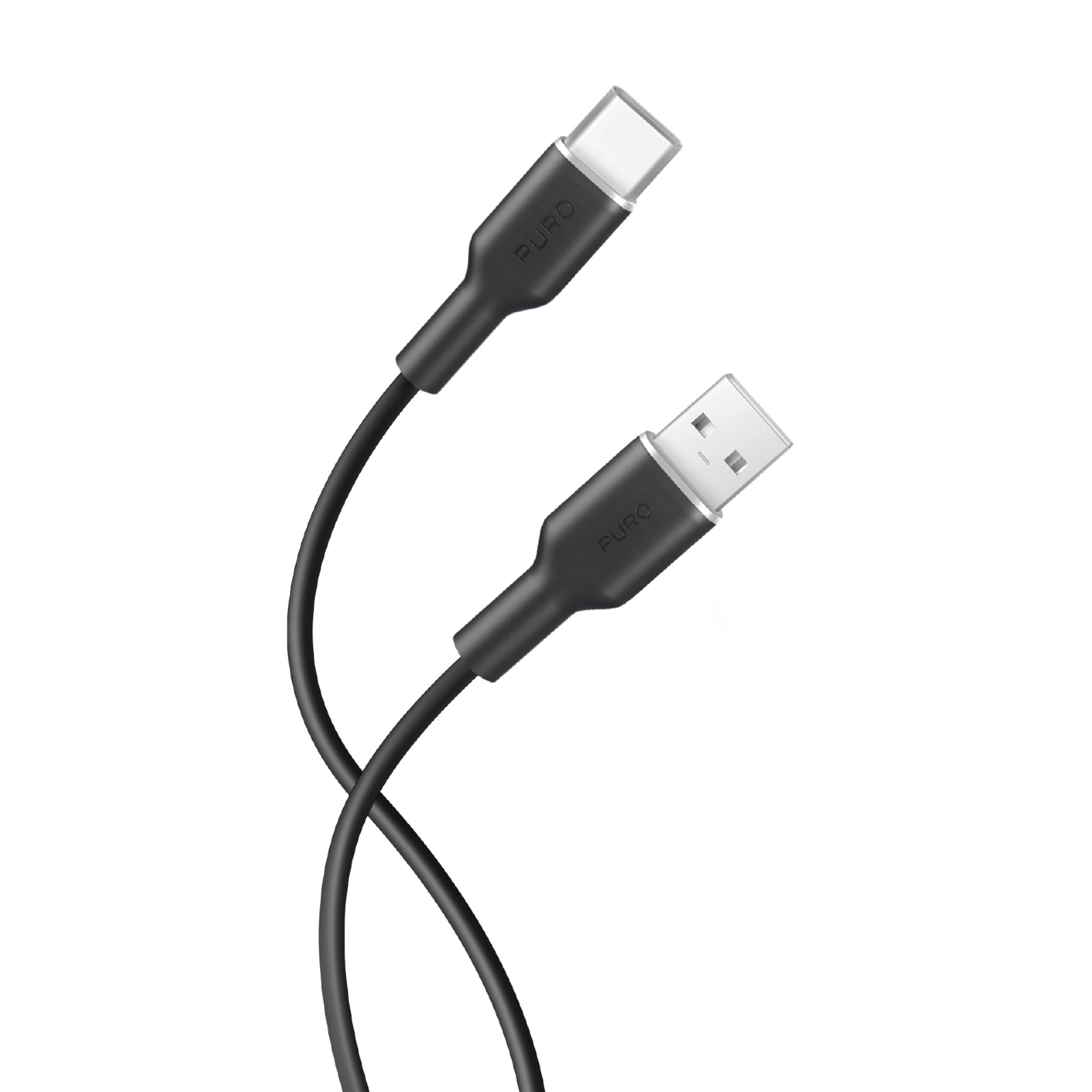 PURO Lade- og synkroniseringskabel SOFT fra USB-A til USB-C 1,5 m