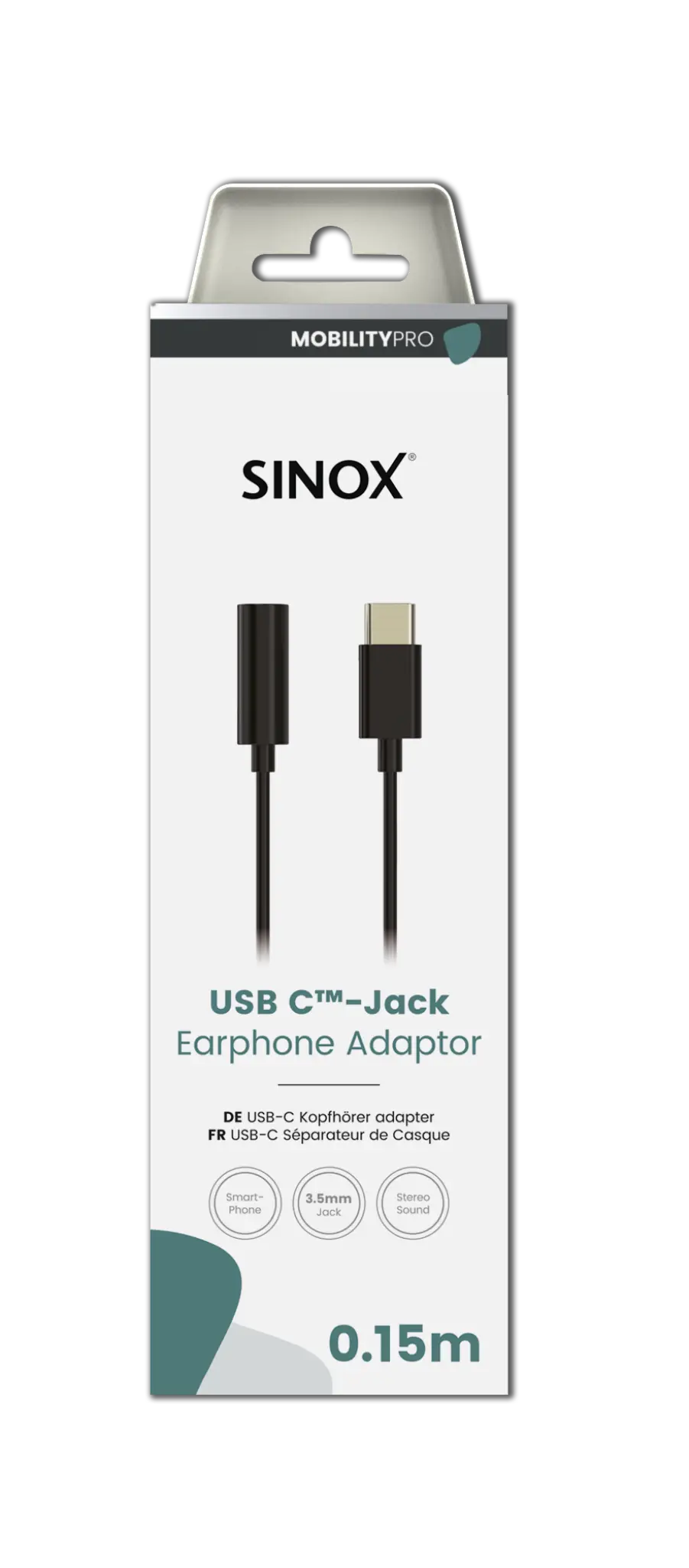Sinox PRO USB C™ to Mini Jack Adaptor. 0.15m. Black