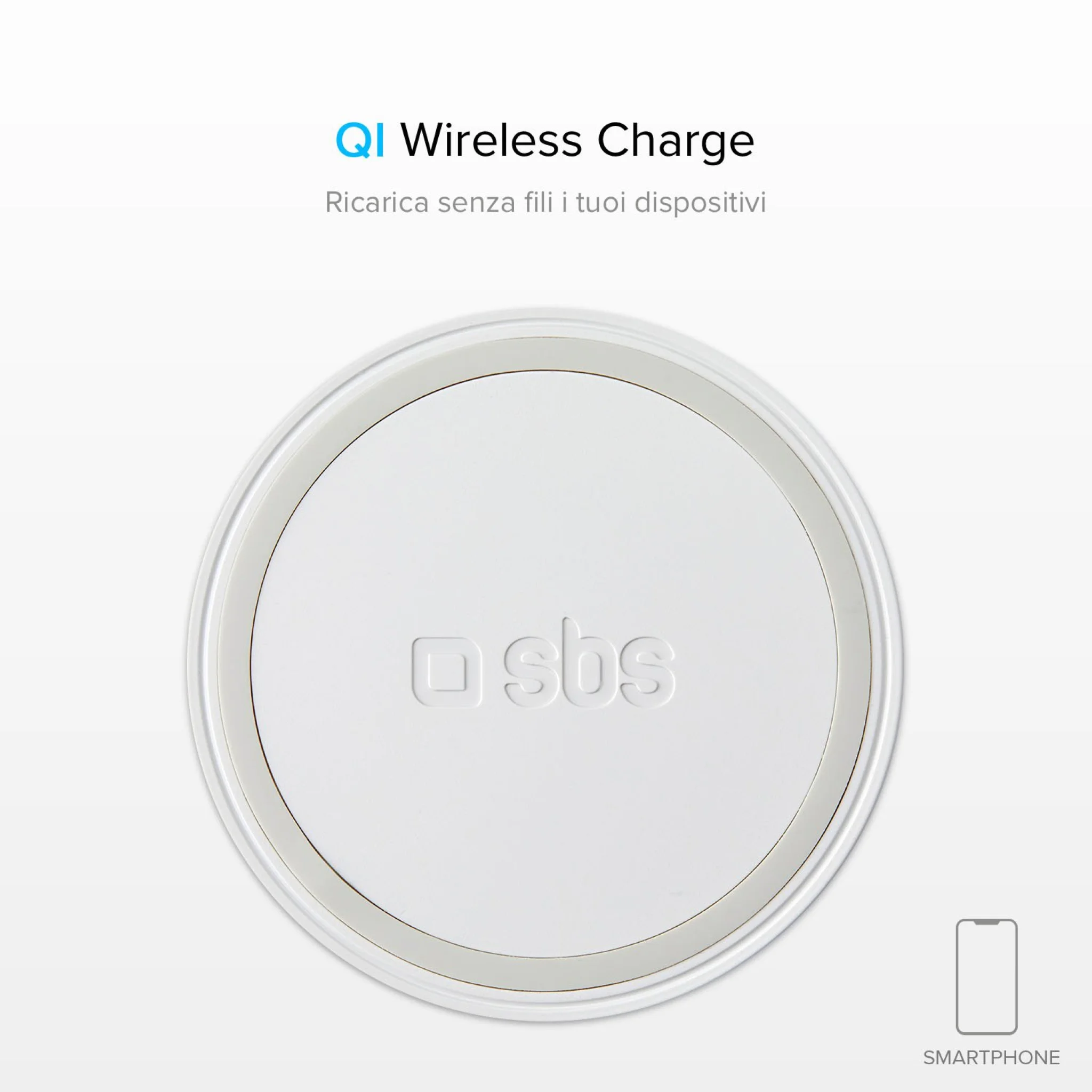 SBS Wireless 15W Qi Charger Pad. White