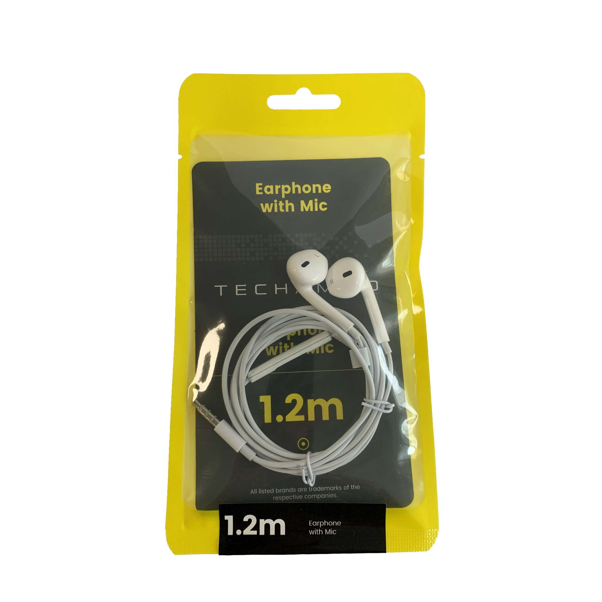 Techammo In-Ear-hodetelefoner 3,5 mm med mikrofon. Hvit