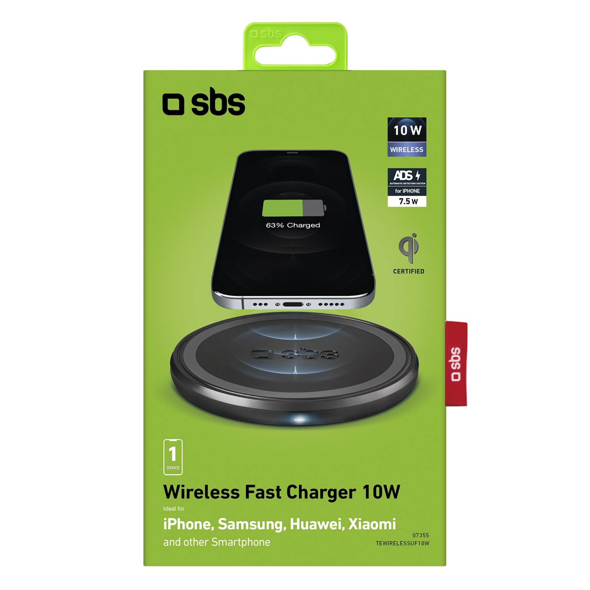 SBS 10W Wireless Charging Base. Black