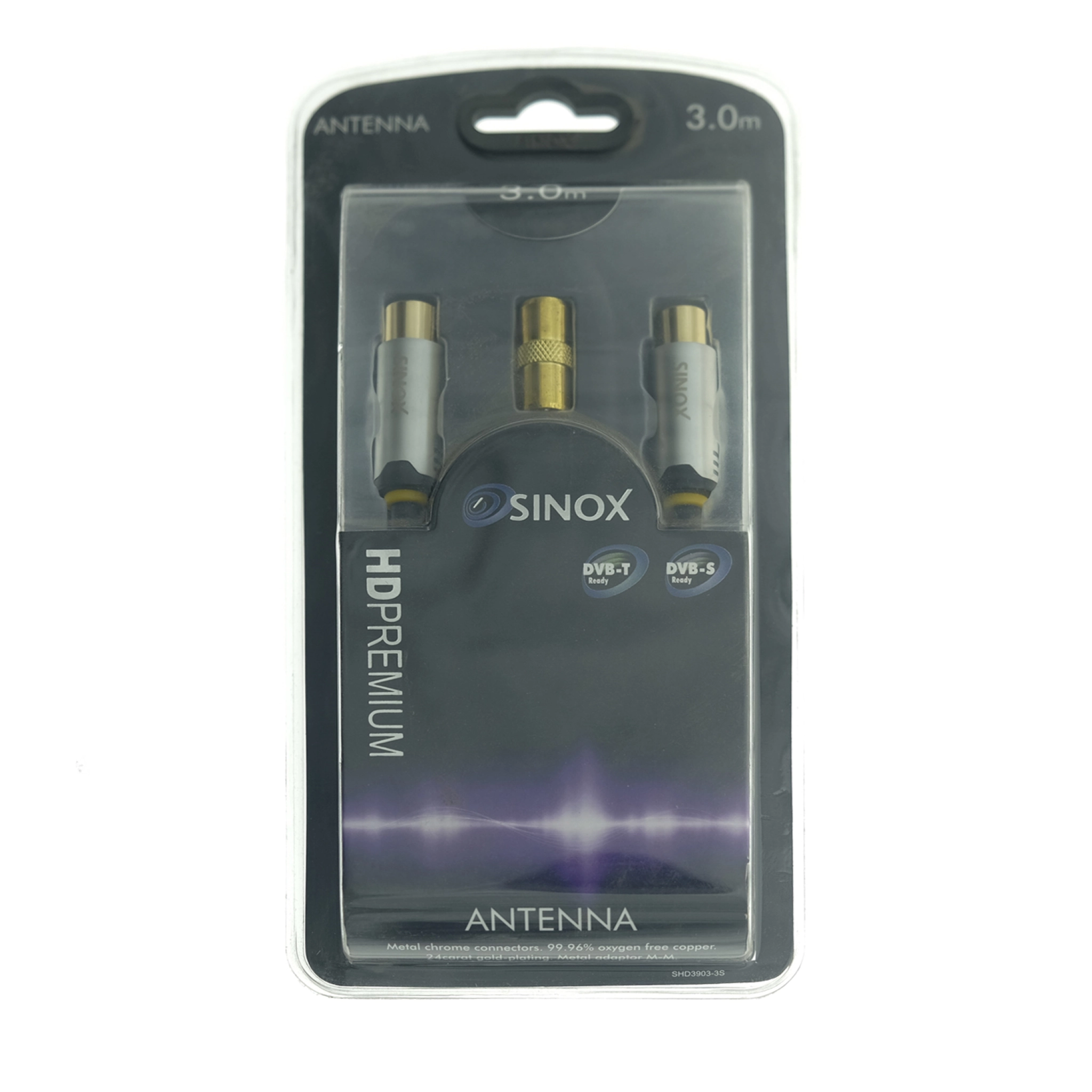Sinox SHD Antenna Cable. Male-Male. 3m. Black