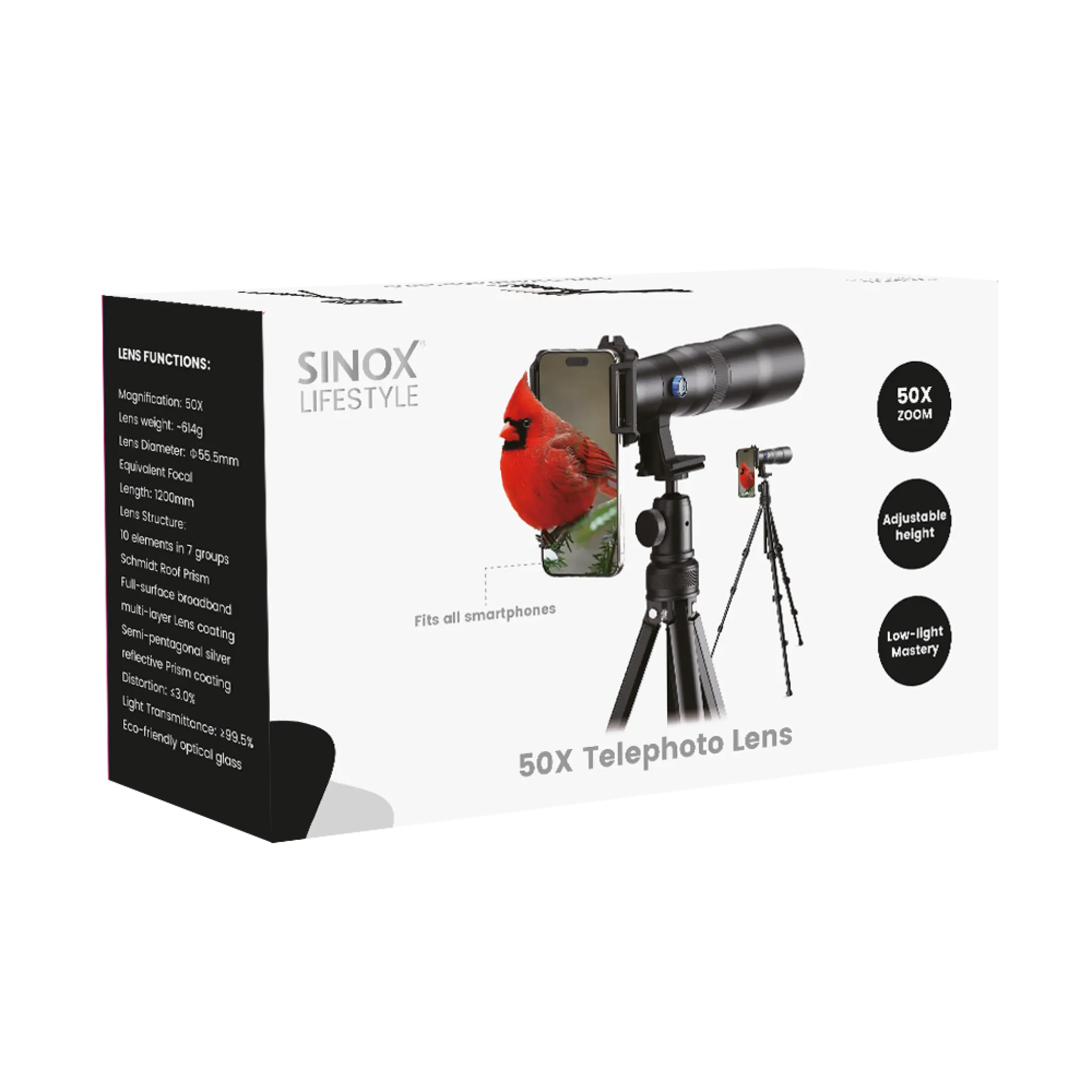 Sinox Lifestyle 50x teleobjektivsett. Svart