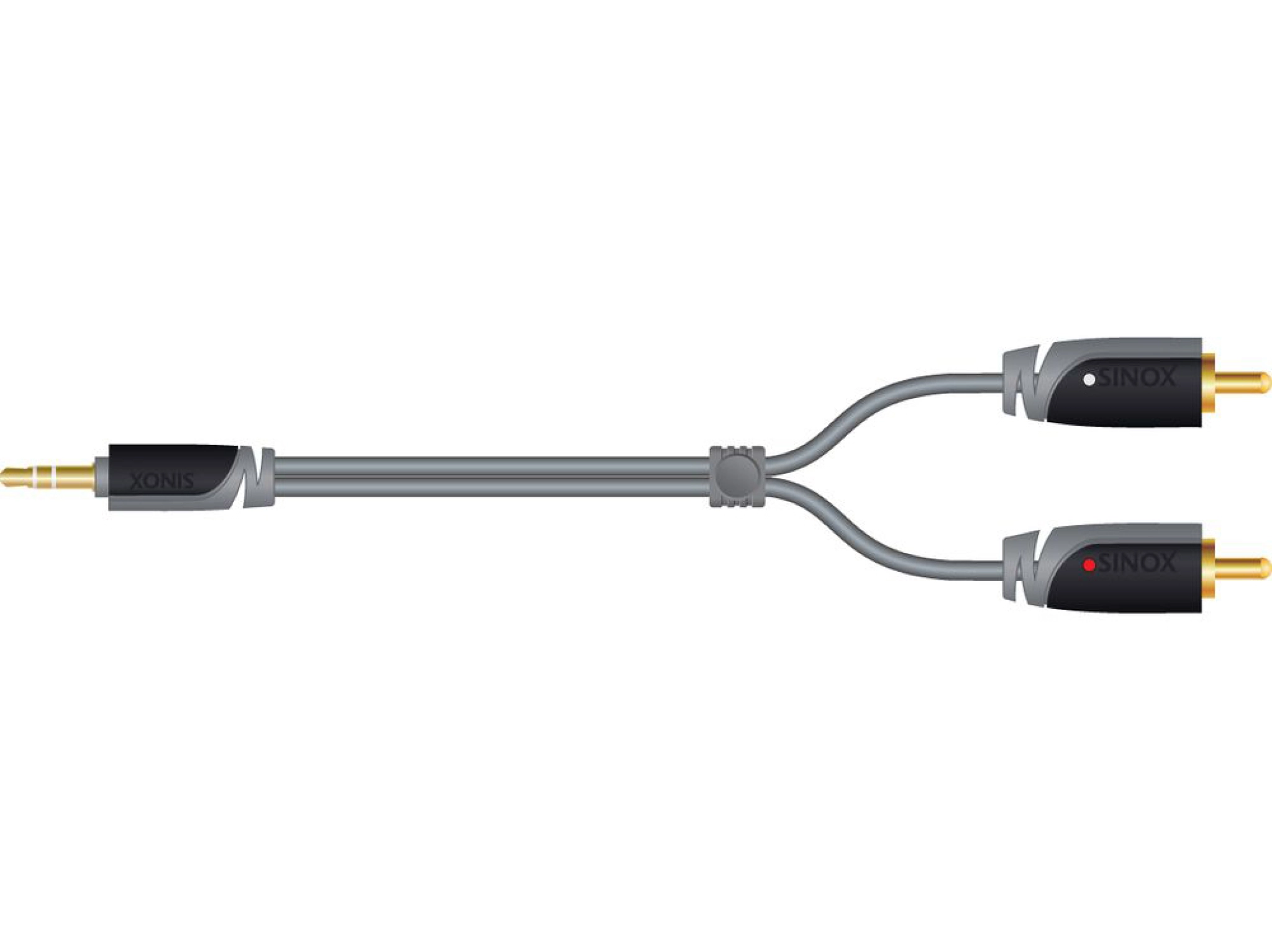 Sinox 3.5mm Mini Jack to Phono Cable. 10m. Grey/black