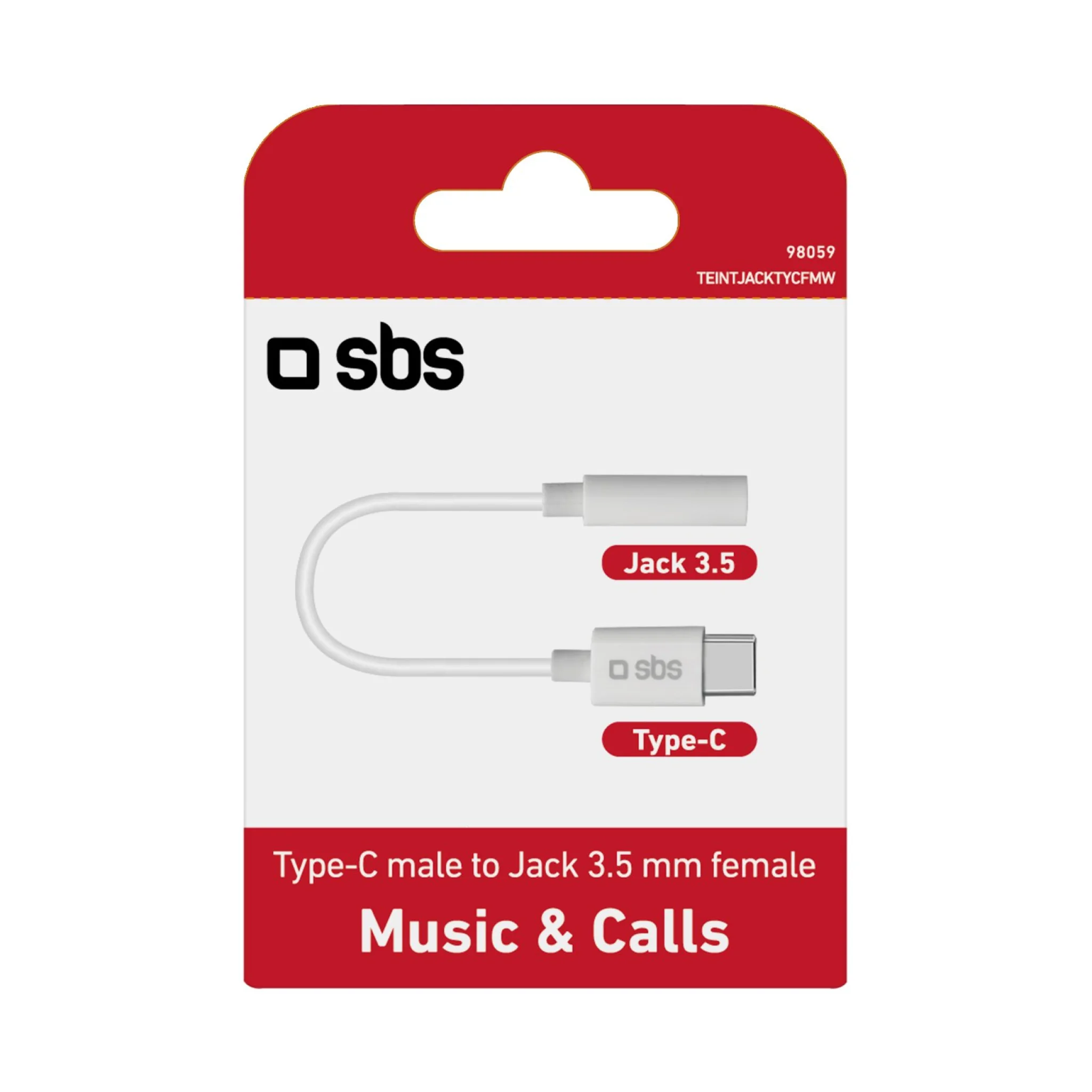 SBS USB-C to Mini Jack Adapter. White