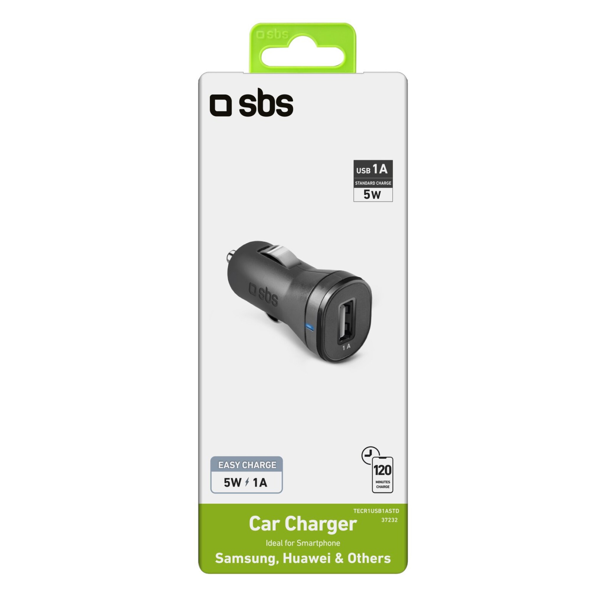 SBS Car Charger with 1A USB A. Black