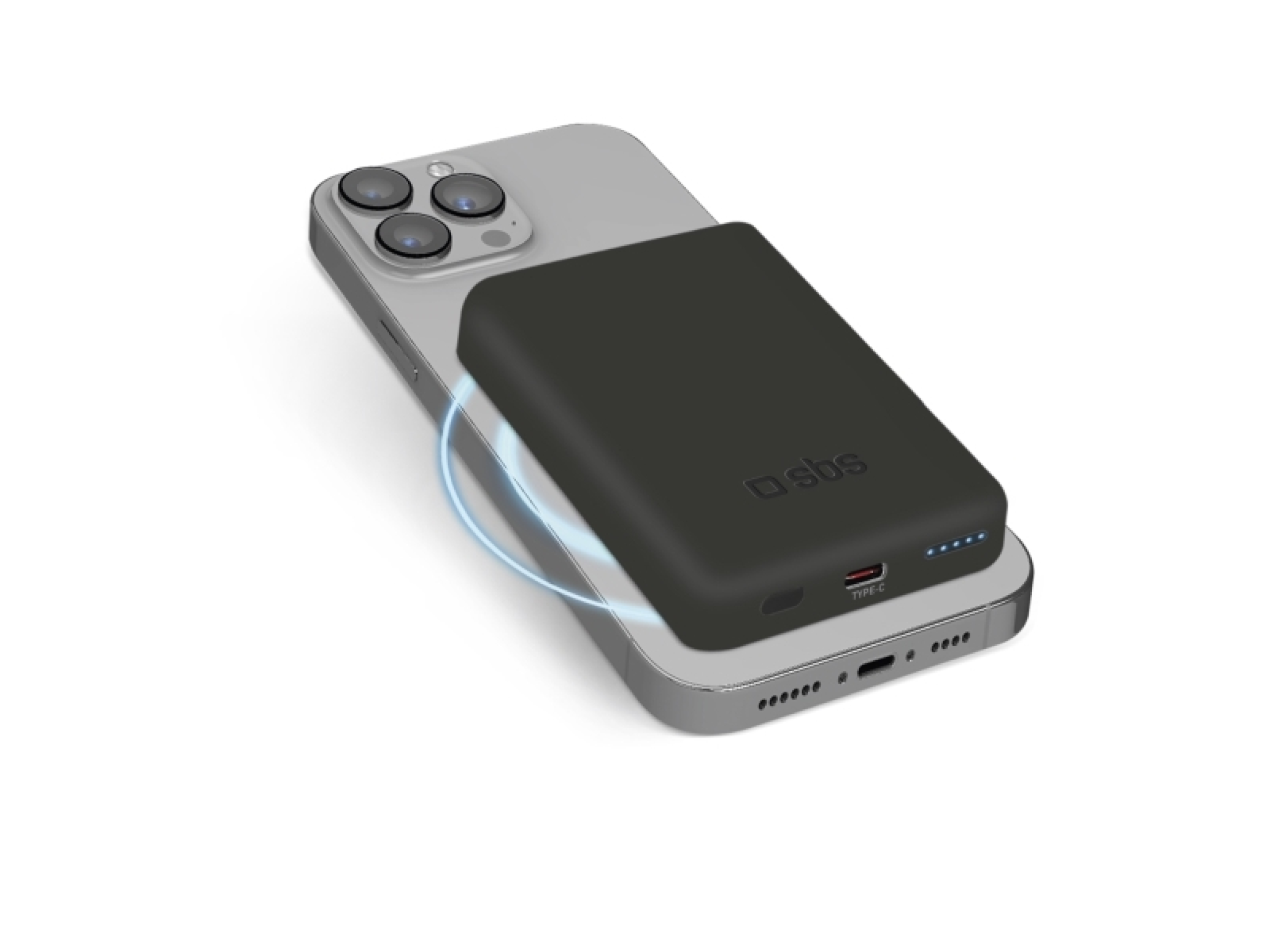 SBS 5000 mAh wireless magnetic Power Bank. Black