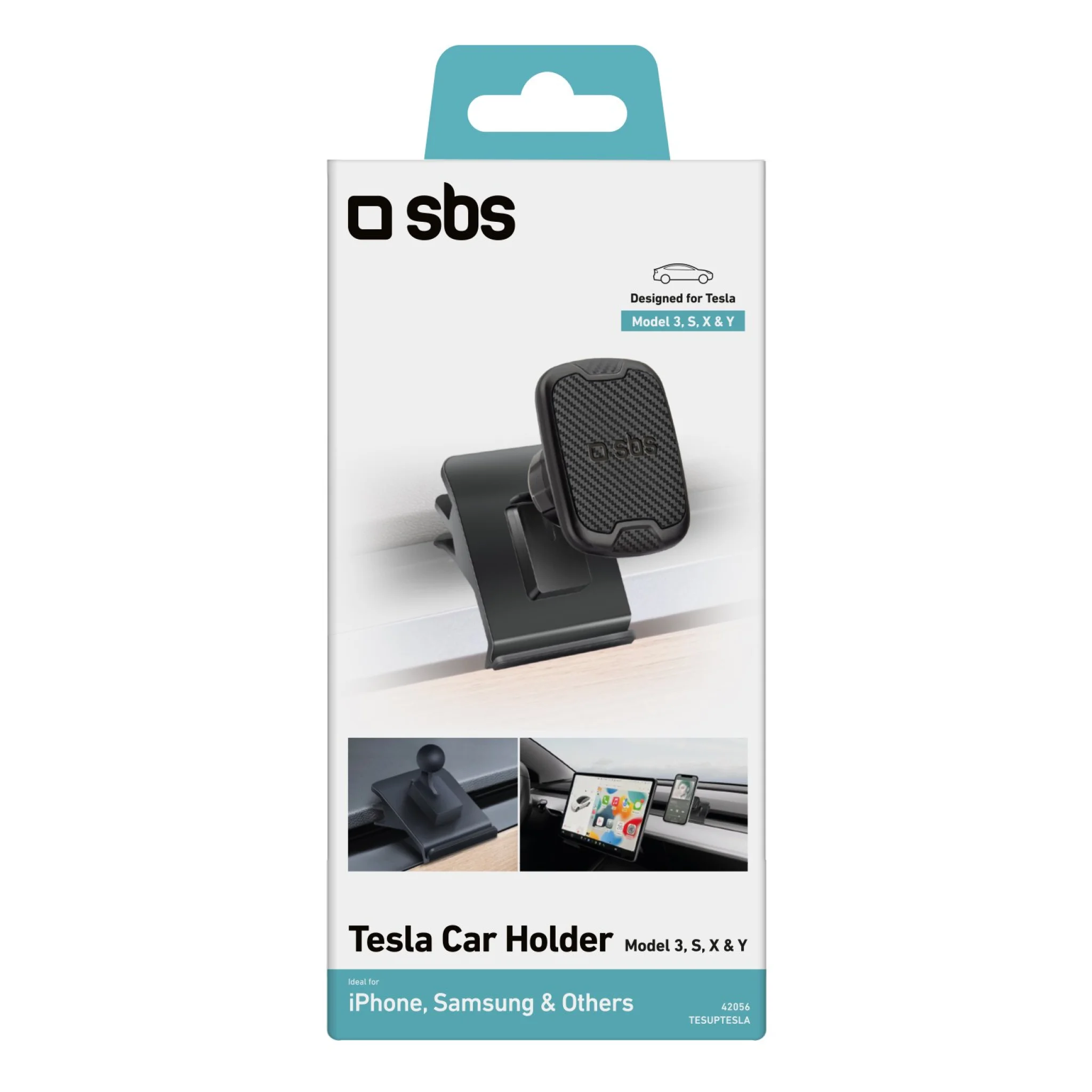 SBS bilholder for Tesla 3, S, X, Y. Svart