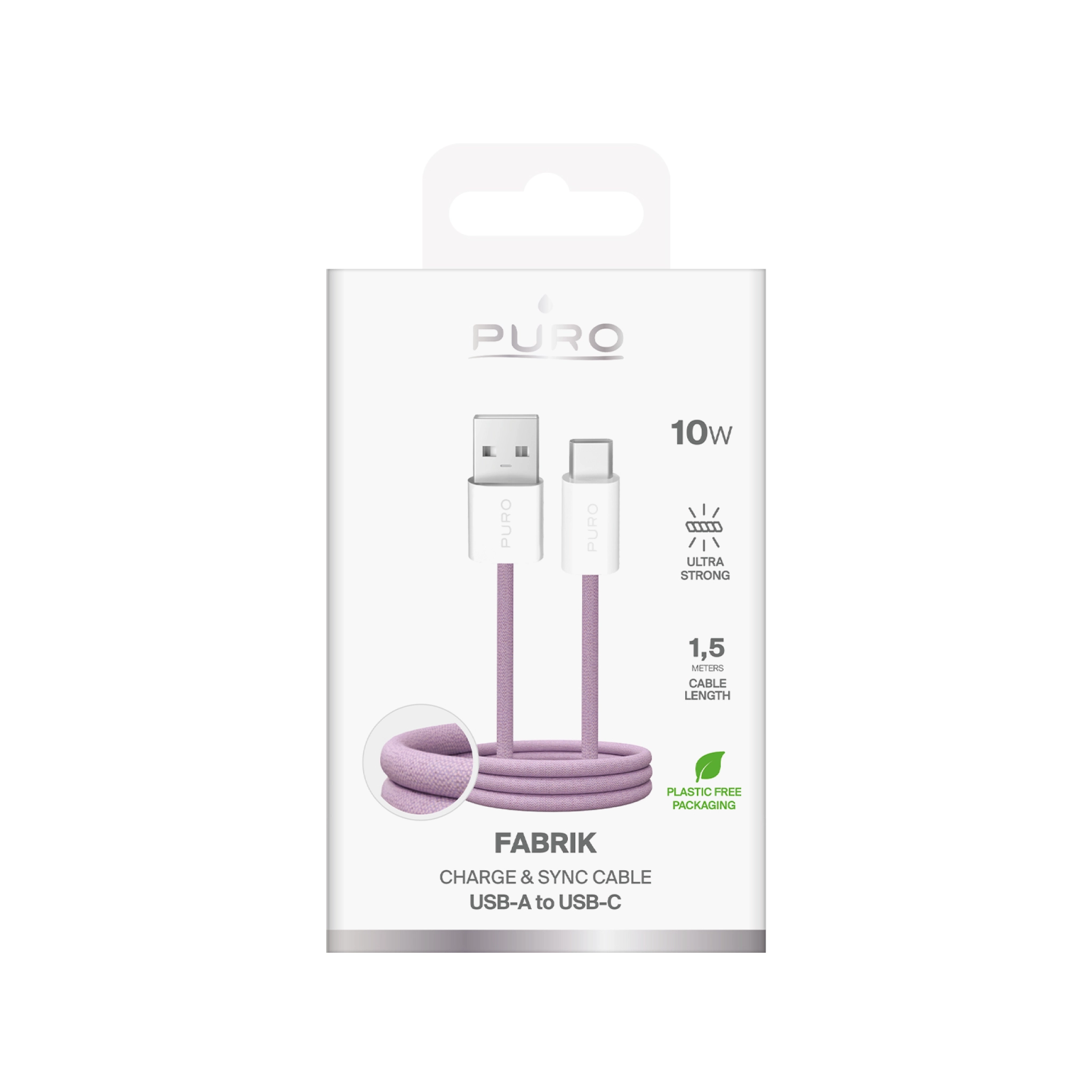 PURO Fabrik 2.0 USB-A - USB-C lade- og synkroniseringskabel