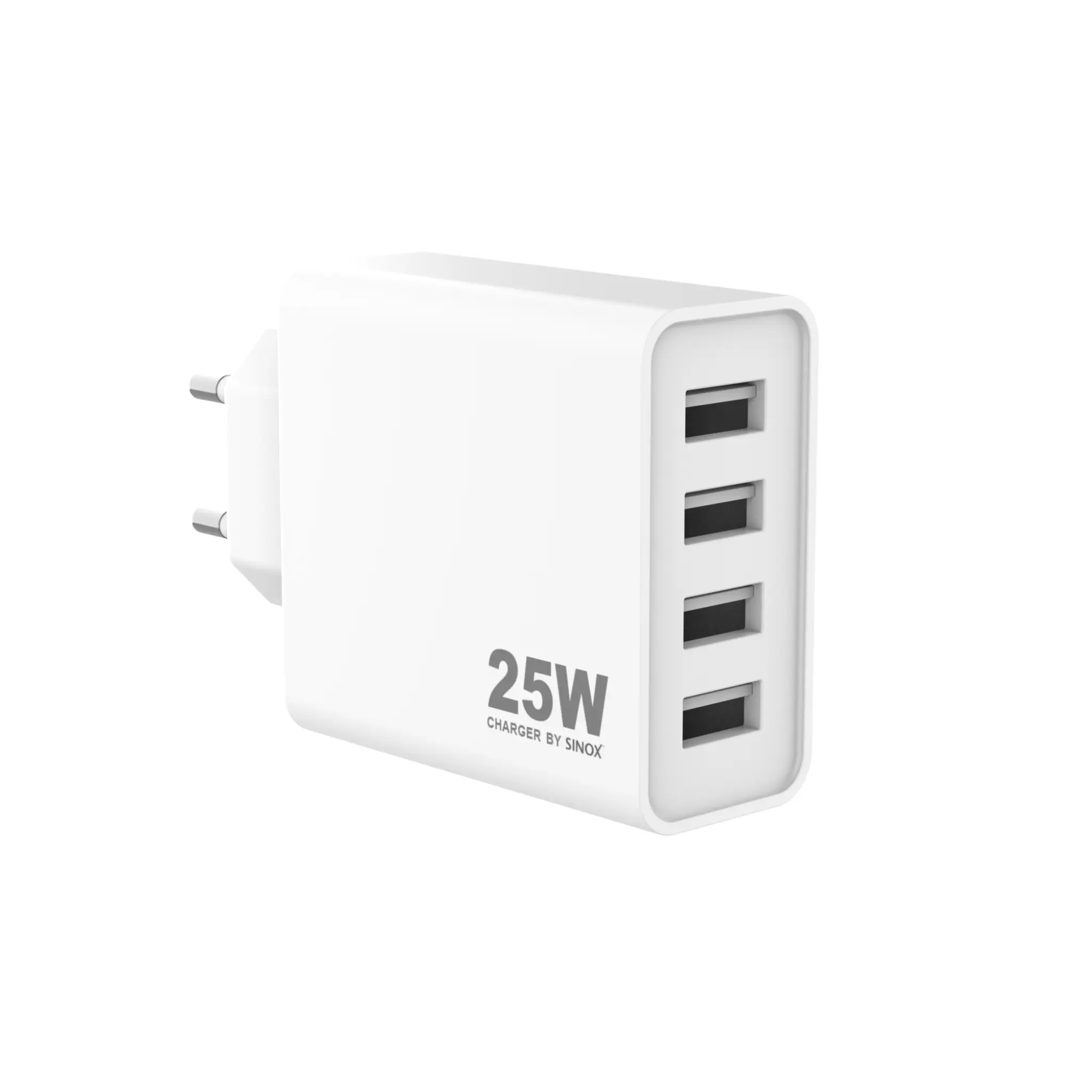Sinox PRO vegglader 4xUSB-A 25W. Hvit