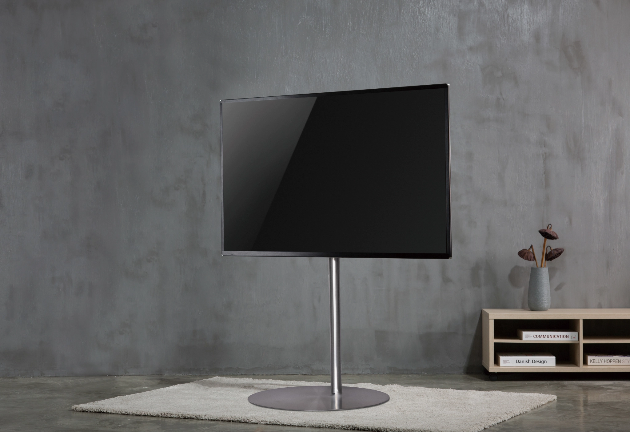 Sinox StandView TV Floor Mount with rotatable top. 55"-85". Alu finish
